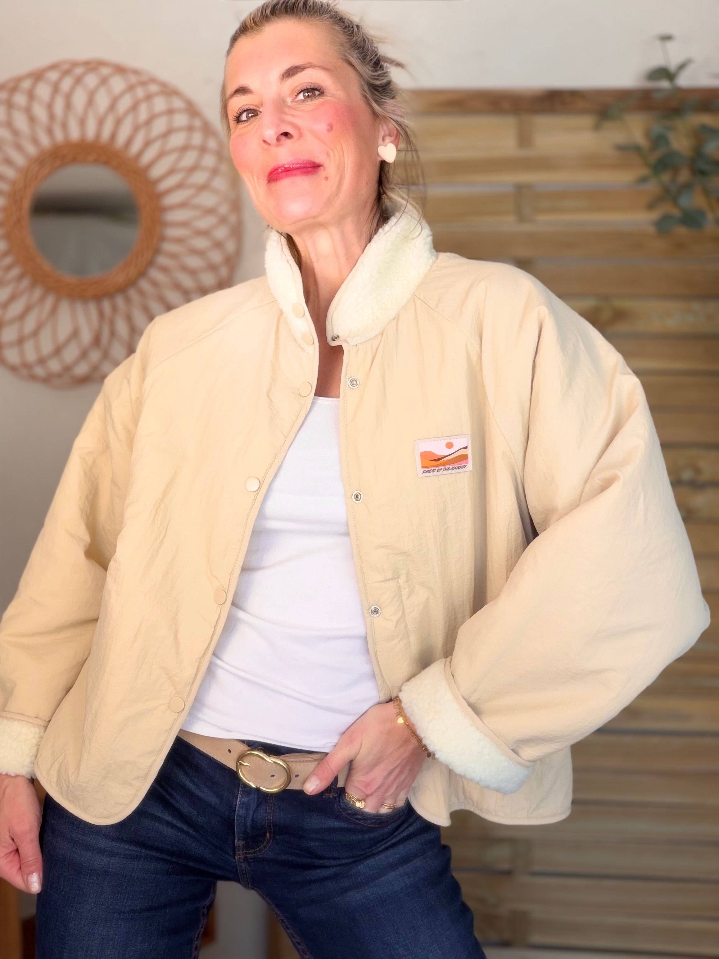 Veste matelassée réversible Sherpa AMÉLIE Beige