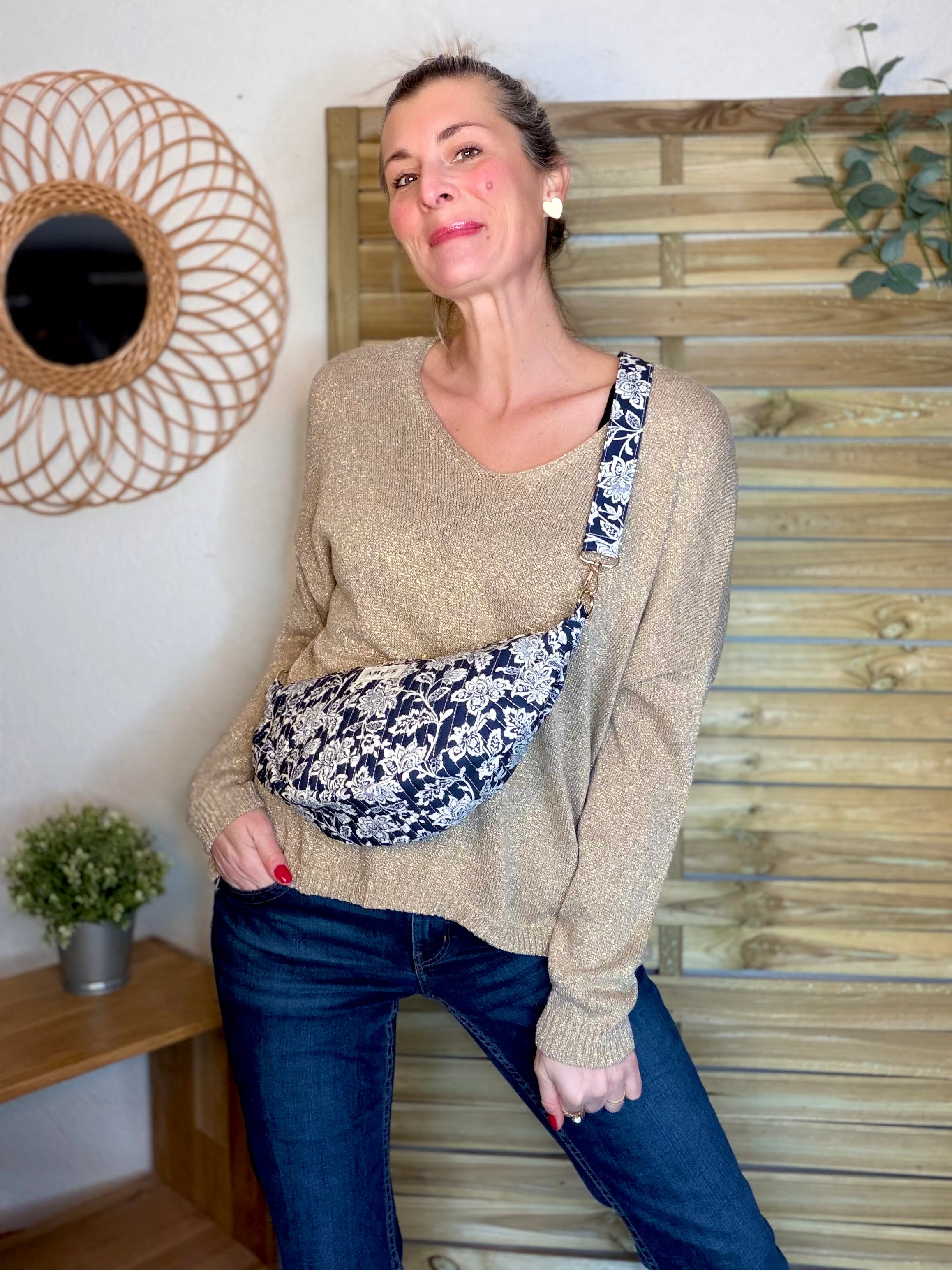 Pull maille lurex et étoile ⭐️ POLLY - Doré / Choco