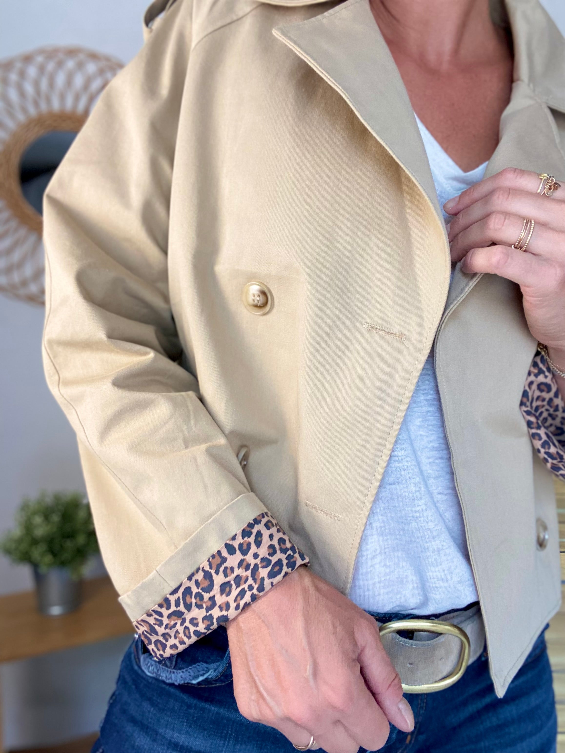 Veste Trench en coton beige avec Léo ROXANE