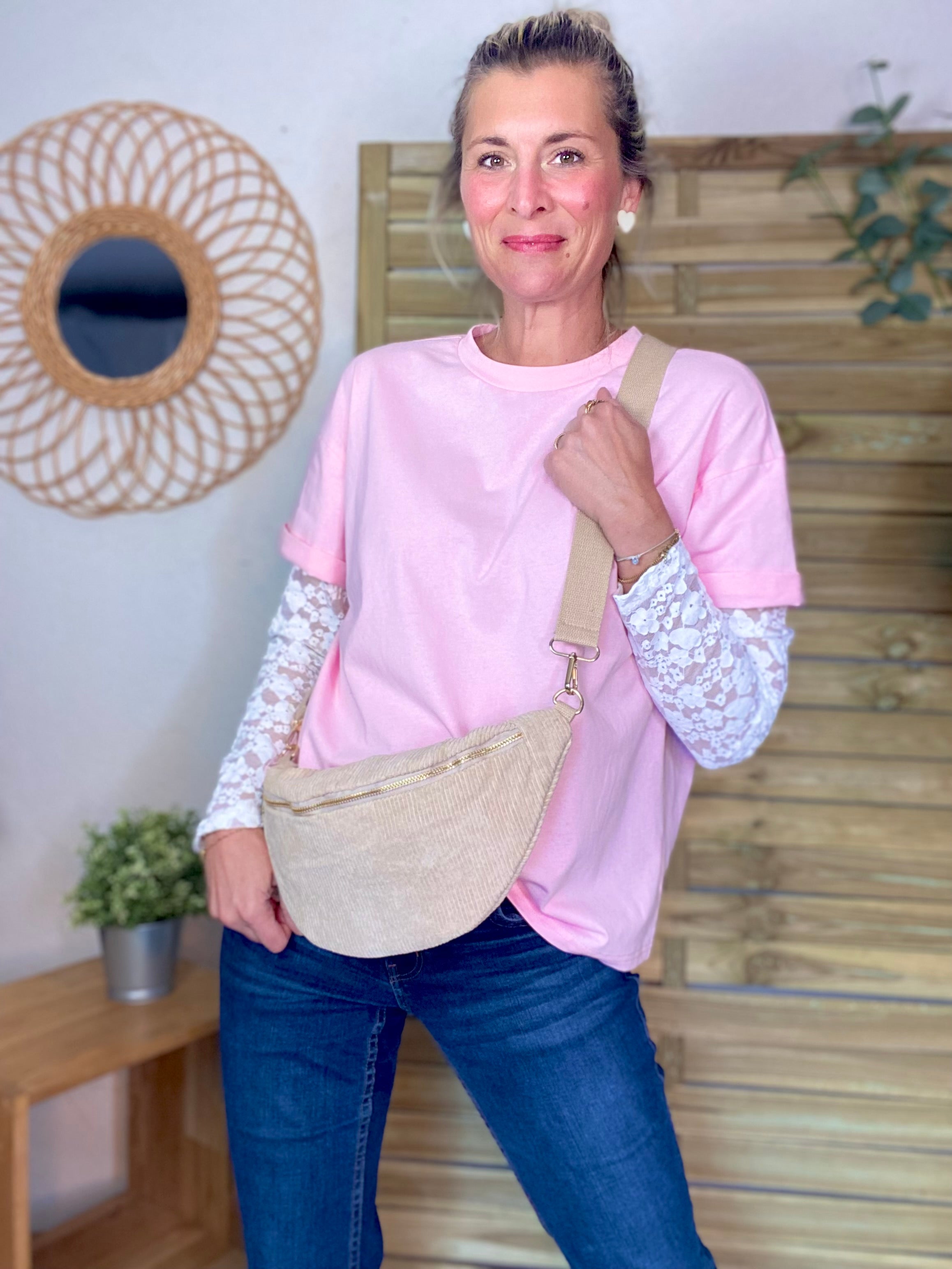 Sac banane XL velours côtelé Ciao Boum - IVY - Beige (20 coloris)