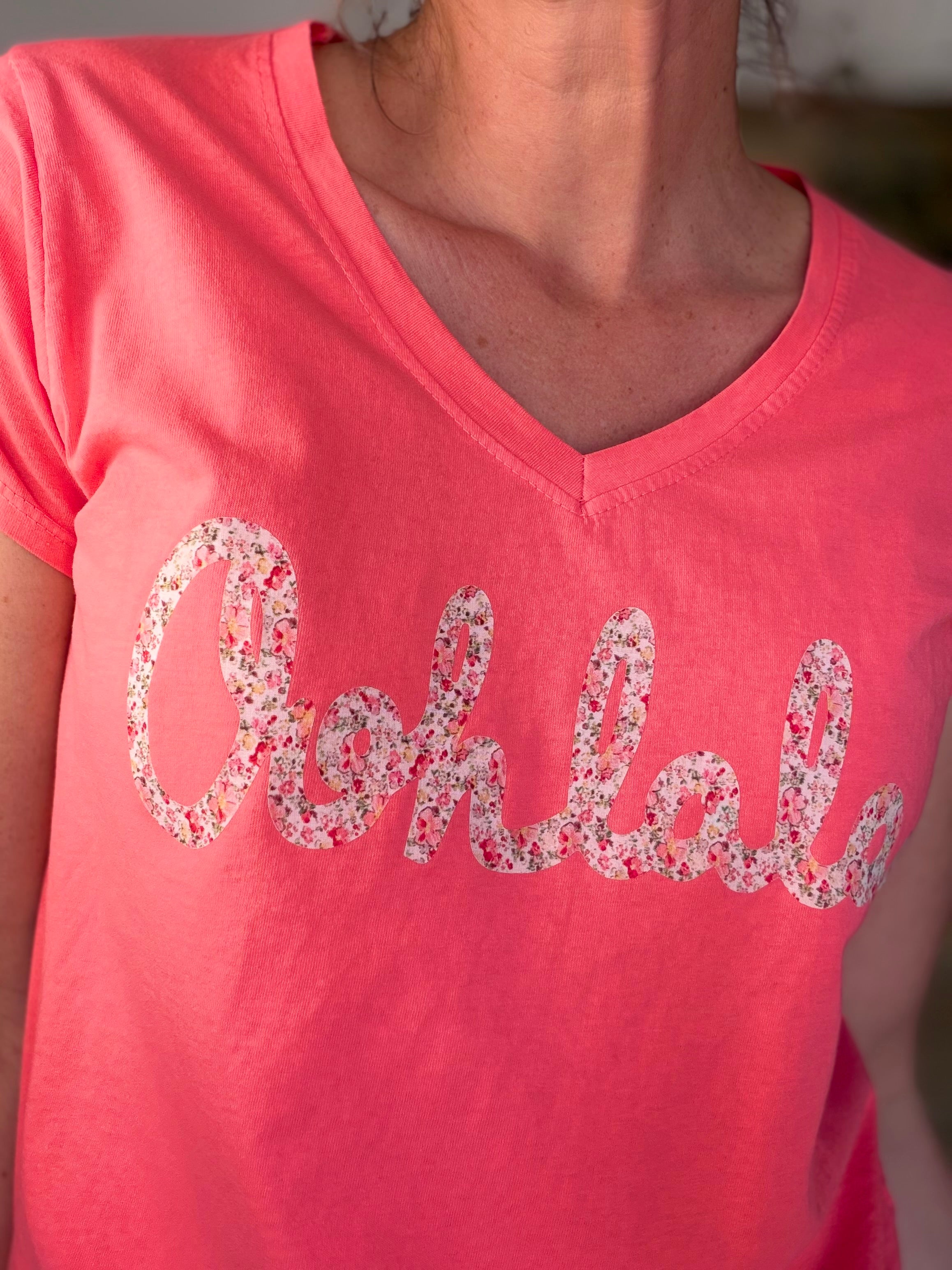Tee shirt Ohlala Liberty VERA Corail / Rouge rosé