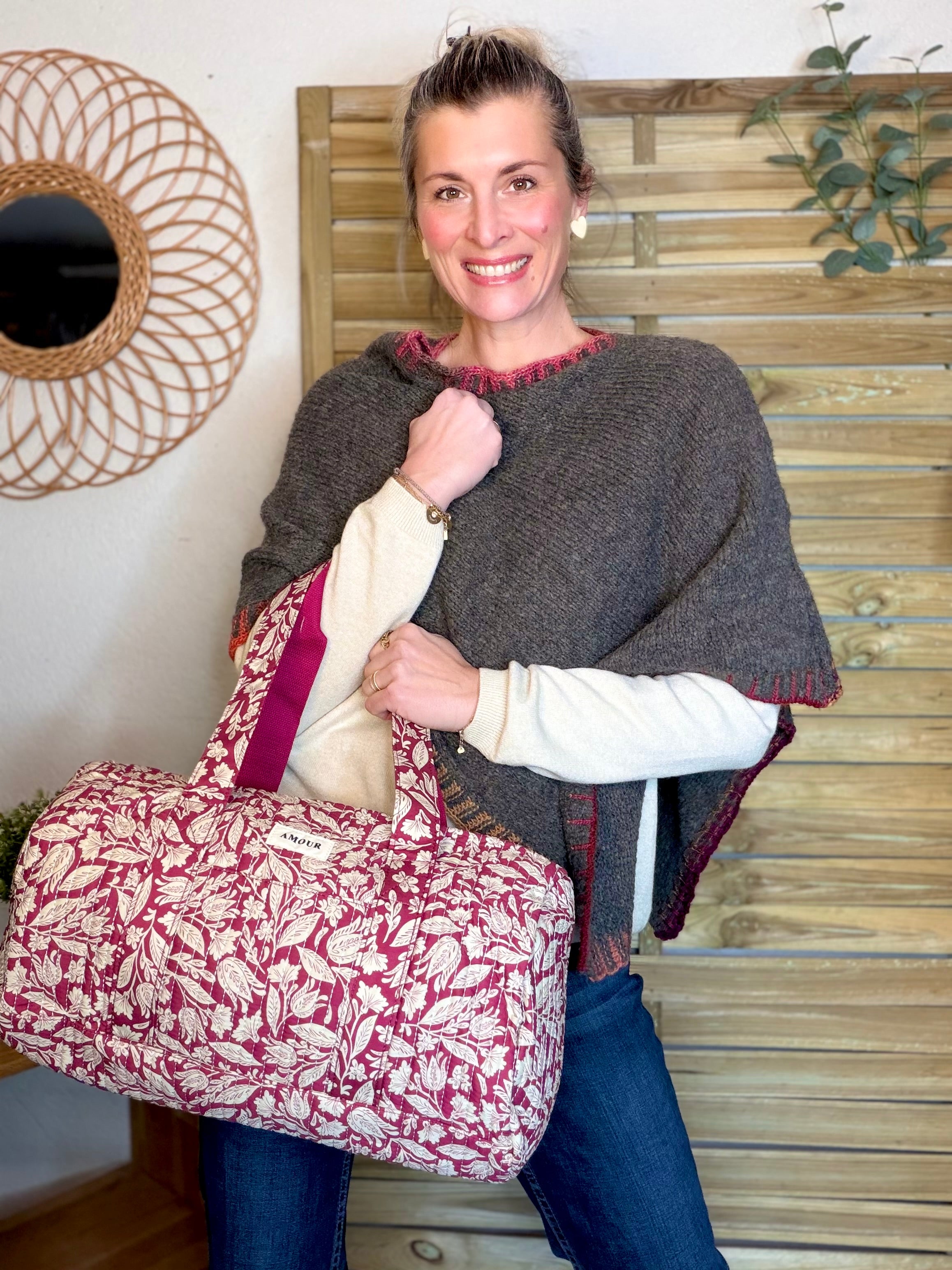 Sac polochon imprimé TARA - Fleuri Magenta