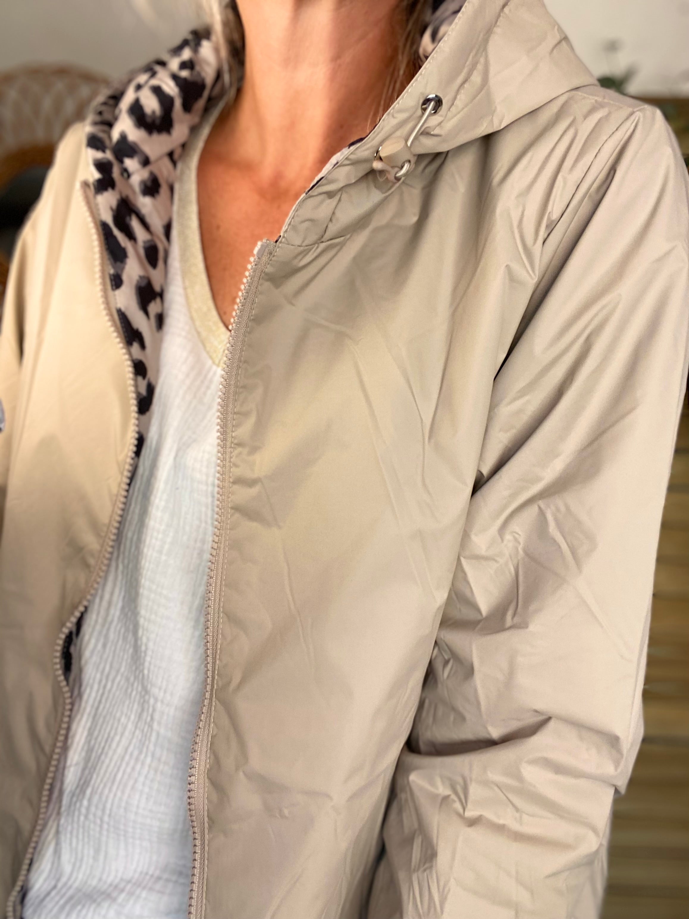 Imperméable réversible rembourré LOUISON LONG - Beige / Léo - LAURA JO