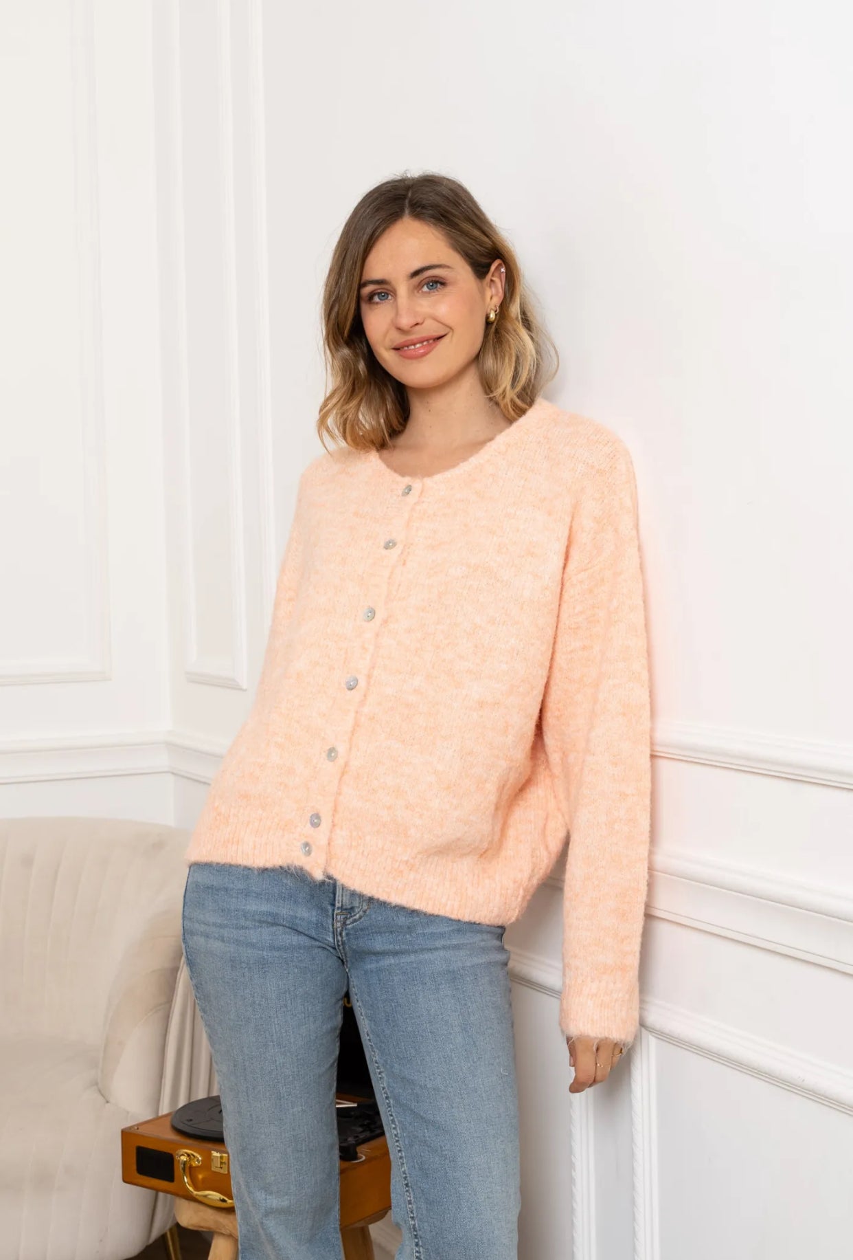 Gilet en maille MERYL - Abricot