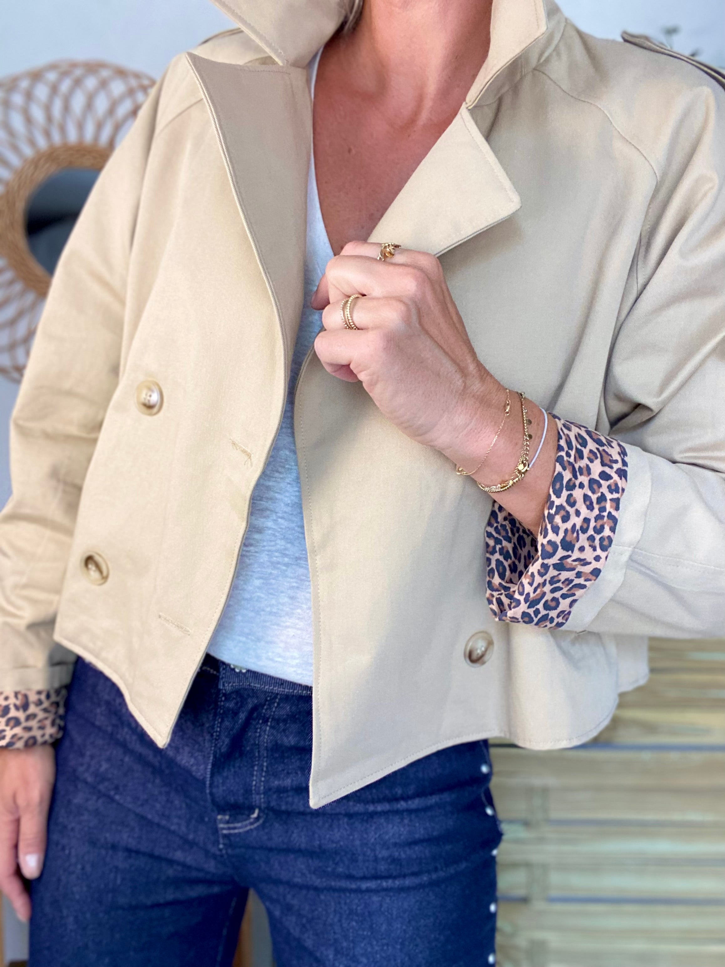 Veste Trench en coton beige avec Léo ROXANE