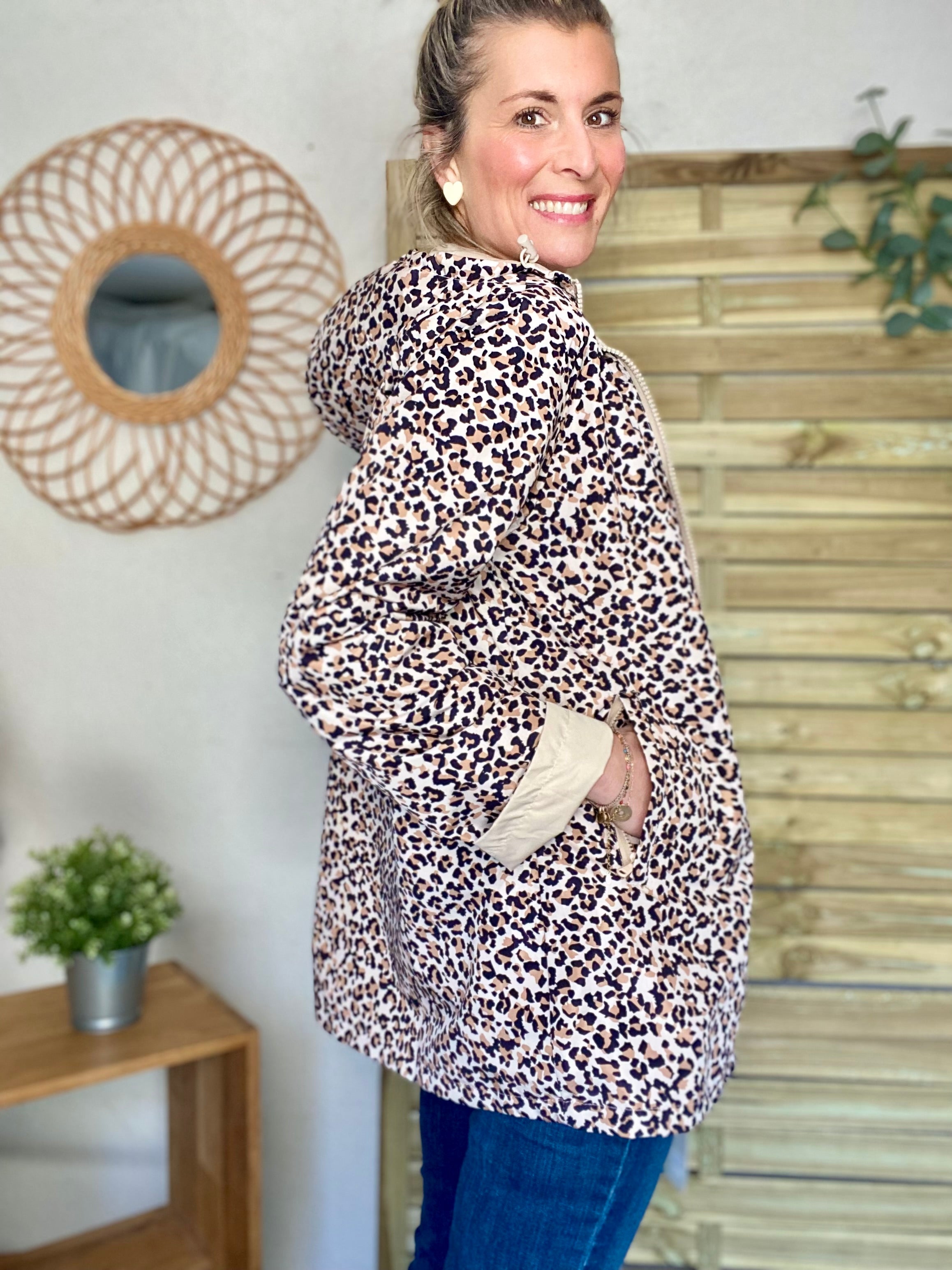 Imperméable réversible mi-long ALICE - Léo 🐆 / Beige