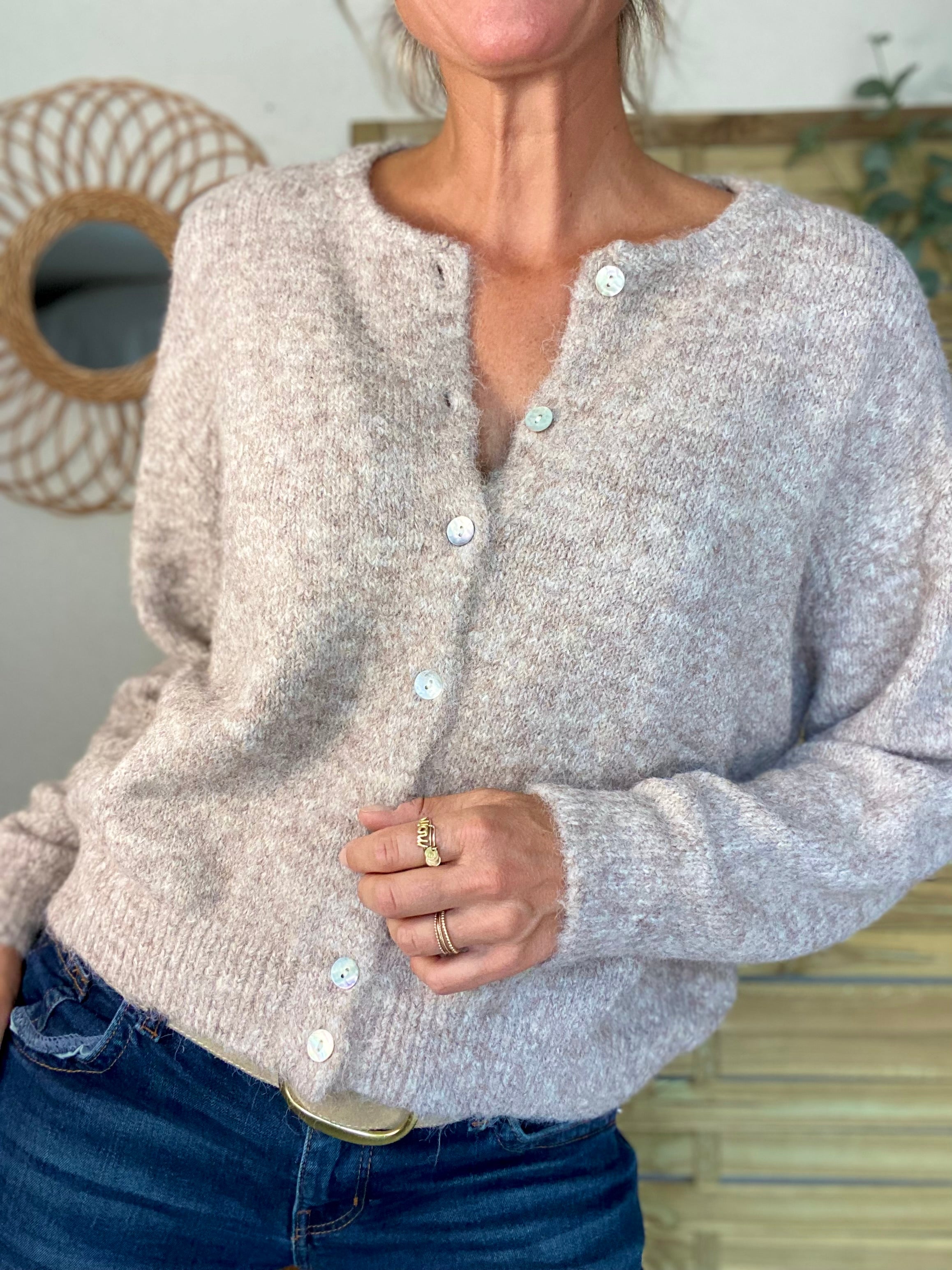 Gilet en maille SYDNEY - Taupe chiné