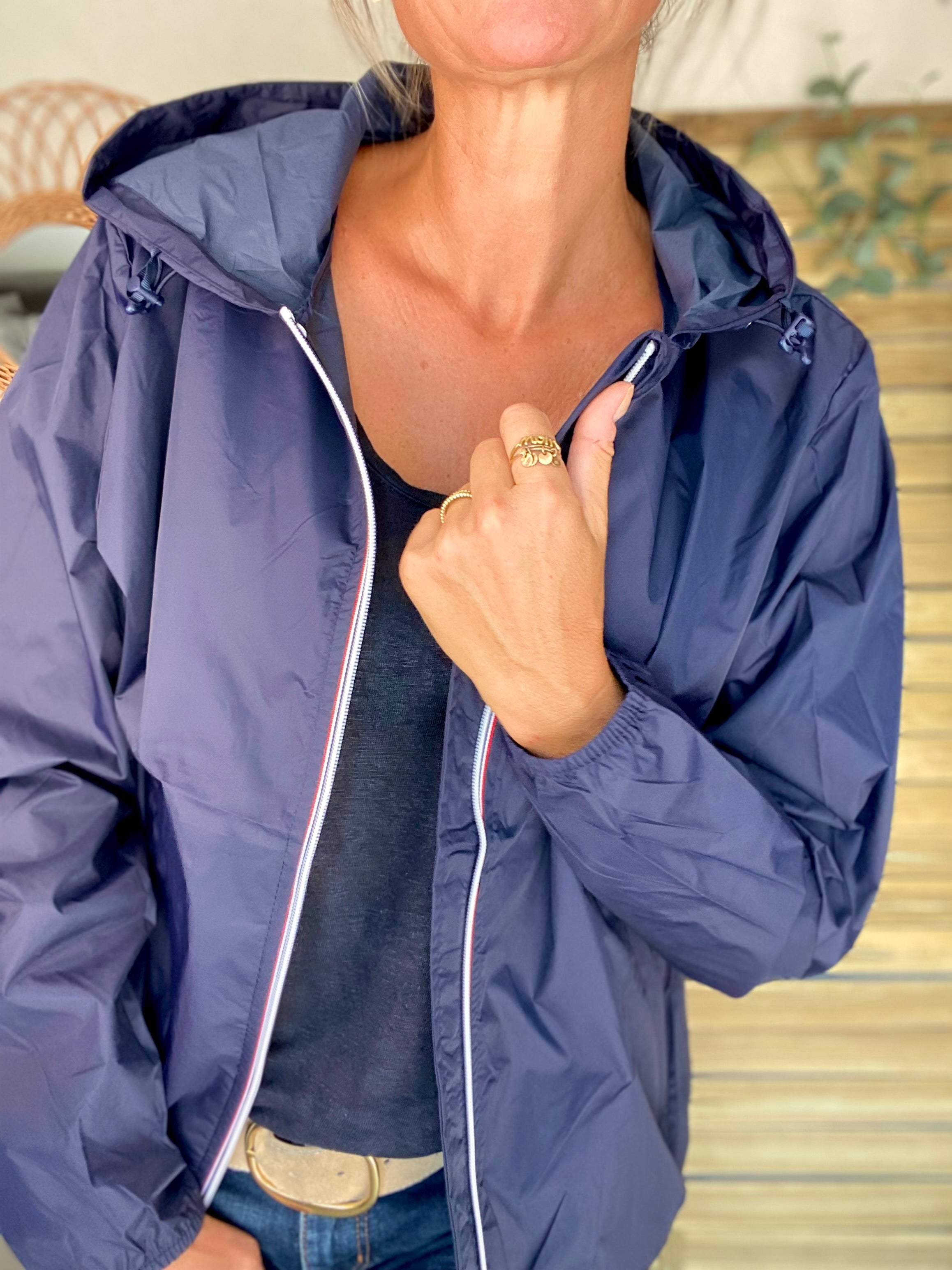 Coupe vent imperméable ANNA COURT Bleu marine - LAURA JO