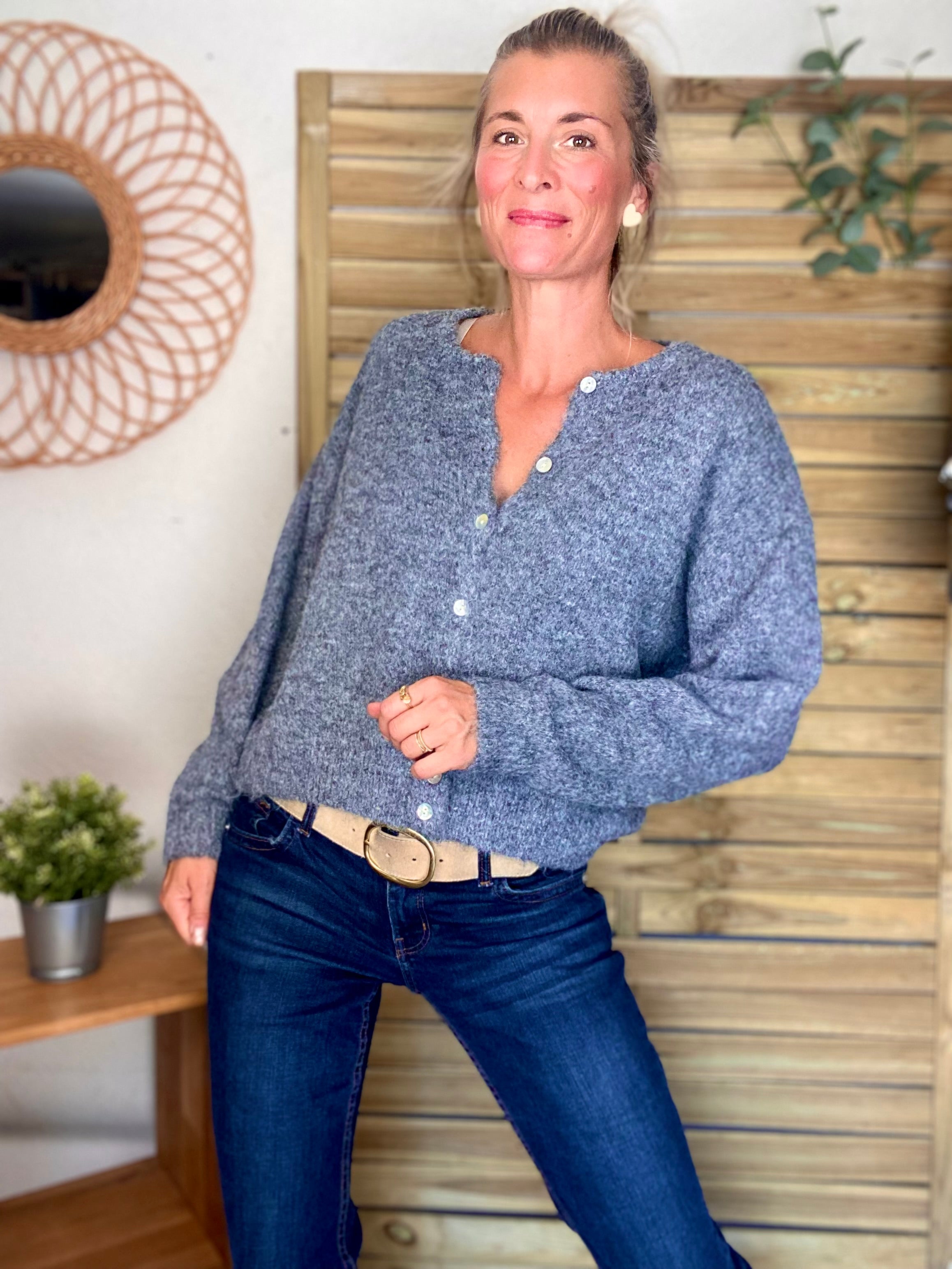 Gilet en maille SYDNEY - Gris chiné