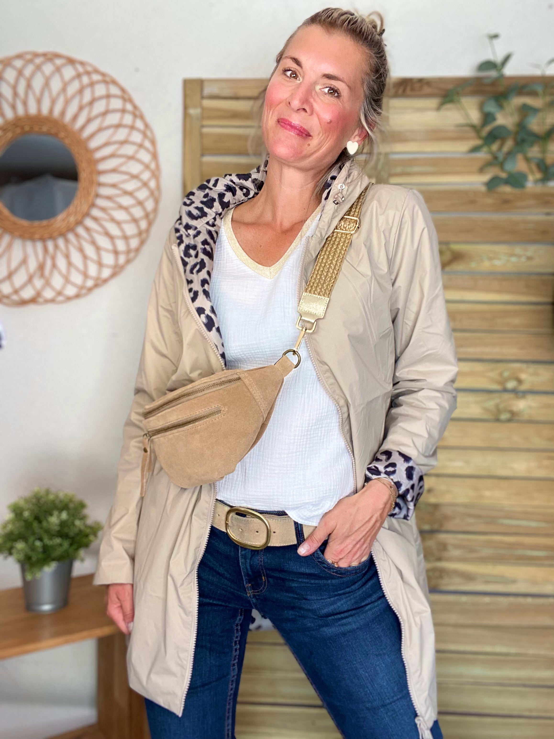 Imperméable réversible rembourré LOUISON LONG - Beige / Léo - LAURA JO
