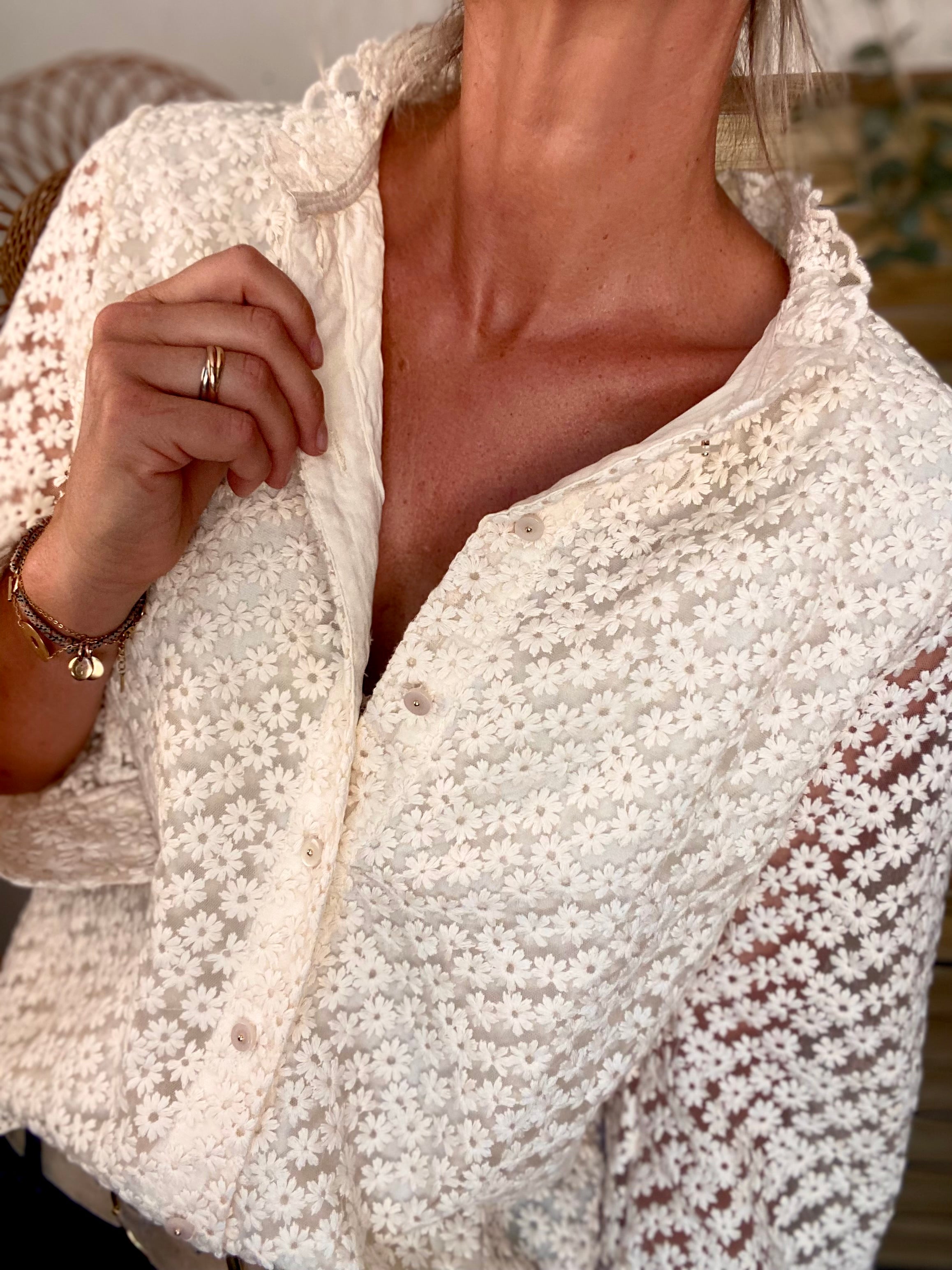 Blouse ajourée crochet ROMANE