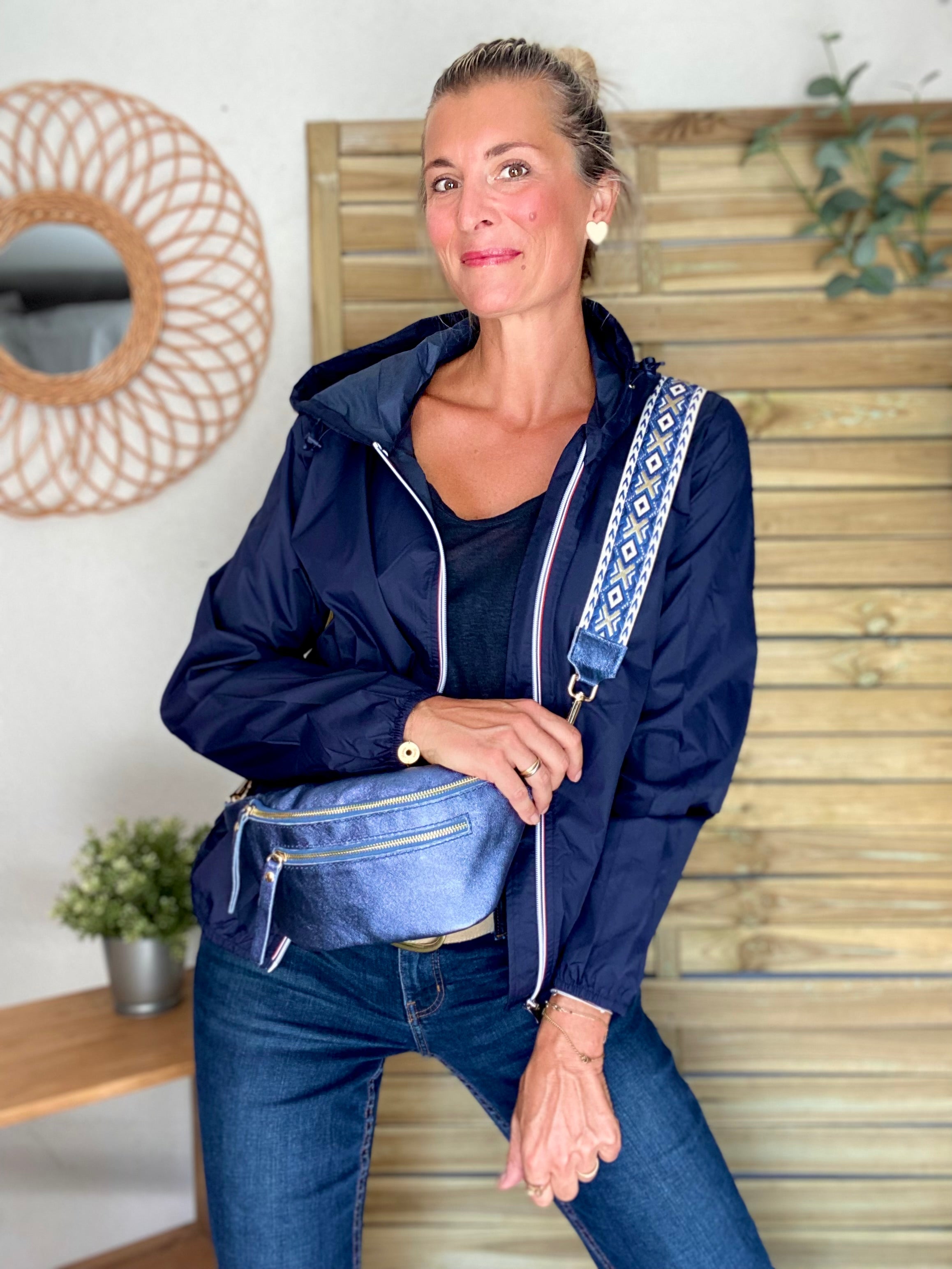 Coupe vent imperméable ANNA COURT Bleu marine - LAURA JO