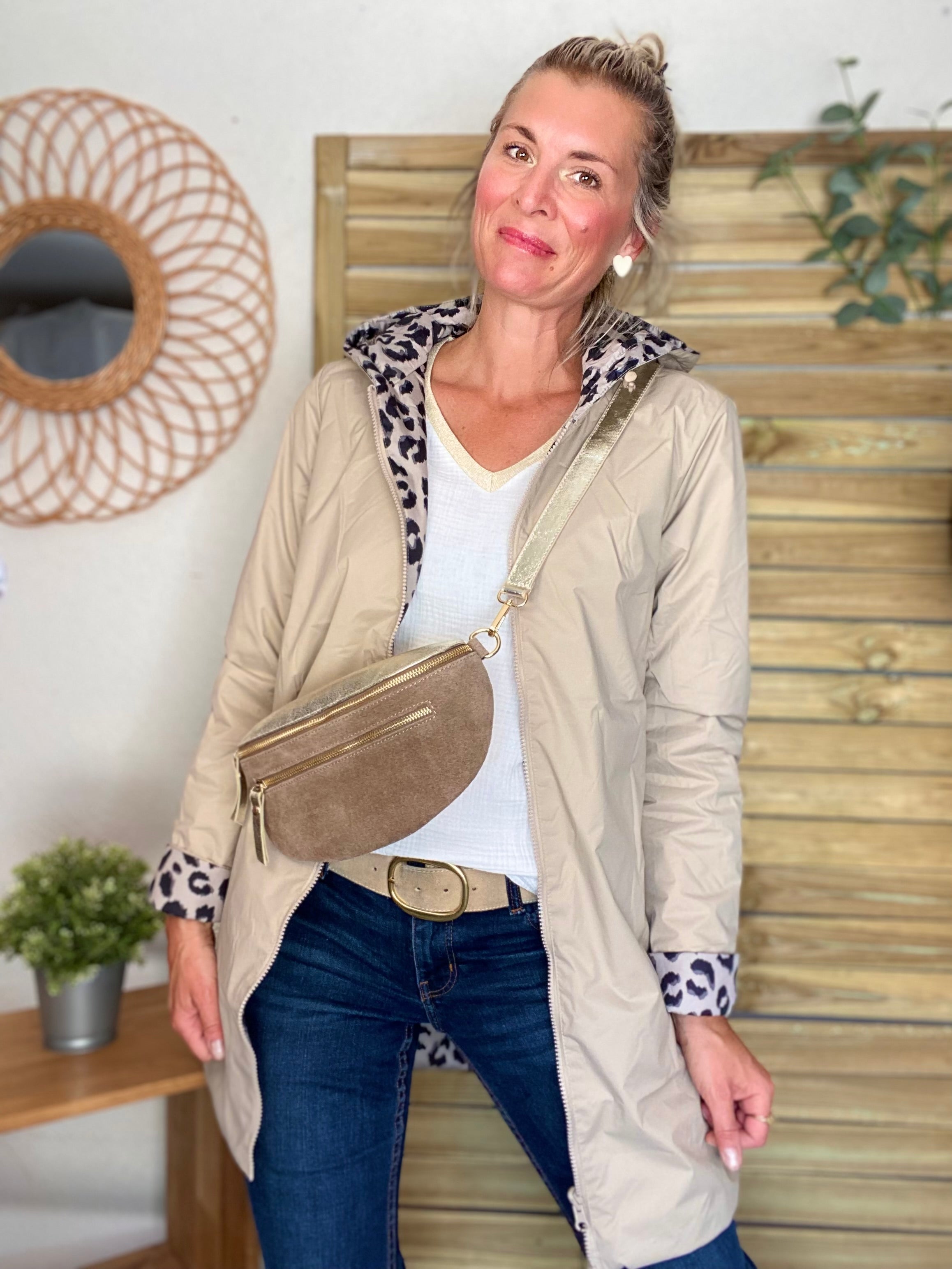 Imperméable réversible rembourré LOUISON LONG - Beige / Léo - LAURA JO