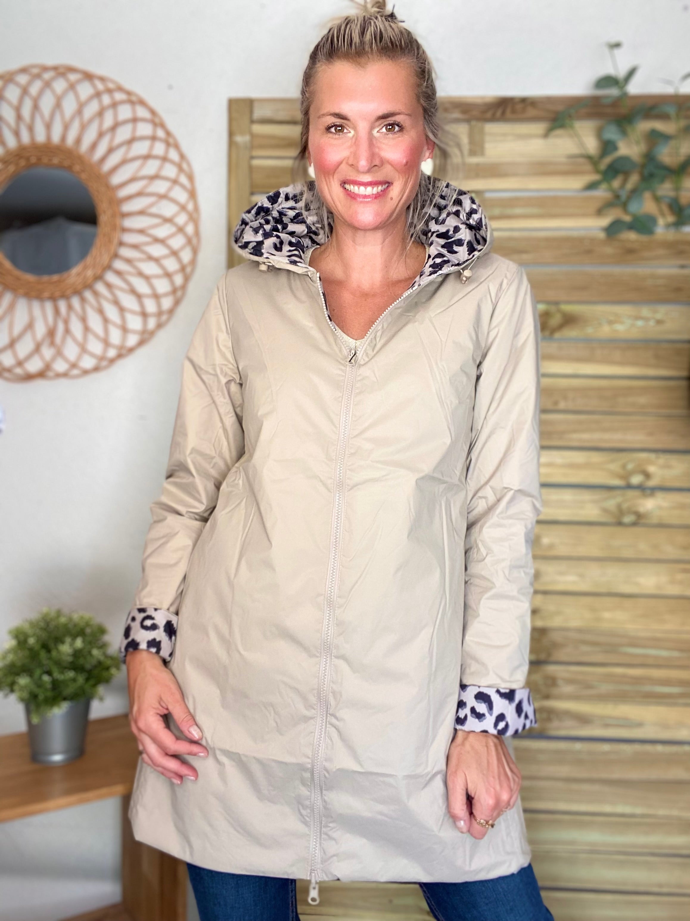 Imperméable réversible rembourré LOUISON LONG - Beige / Léo - LAURA JO