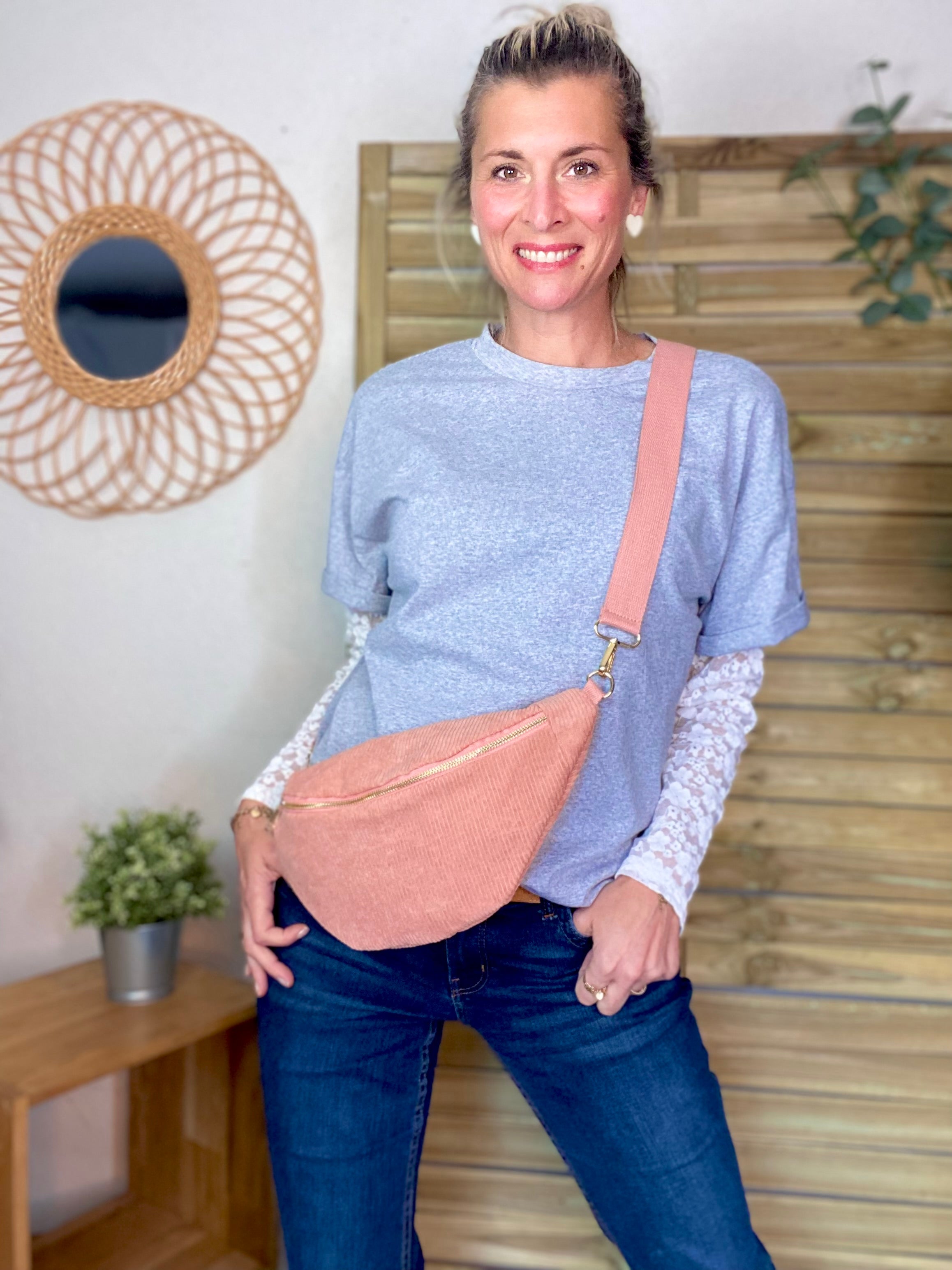 Tee shirt avec manches longues dentelle PAMELA - Gris