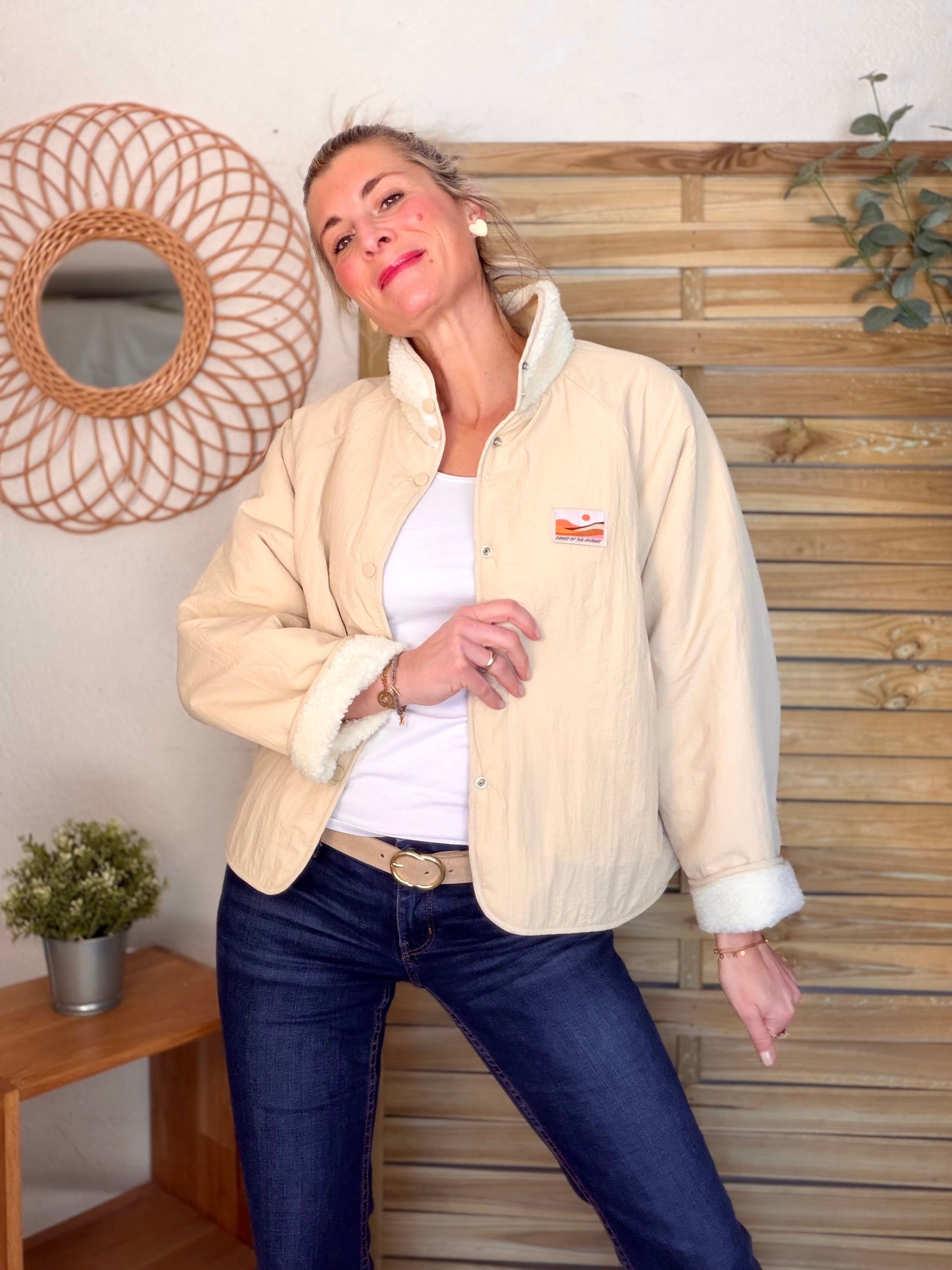Veste matelassée réversible Sherpa AMÉLIE Beige