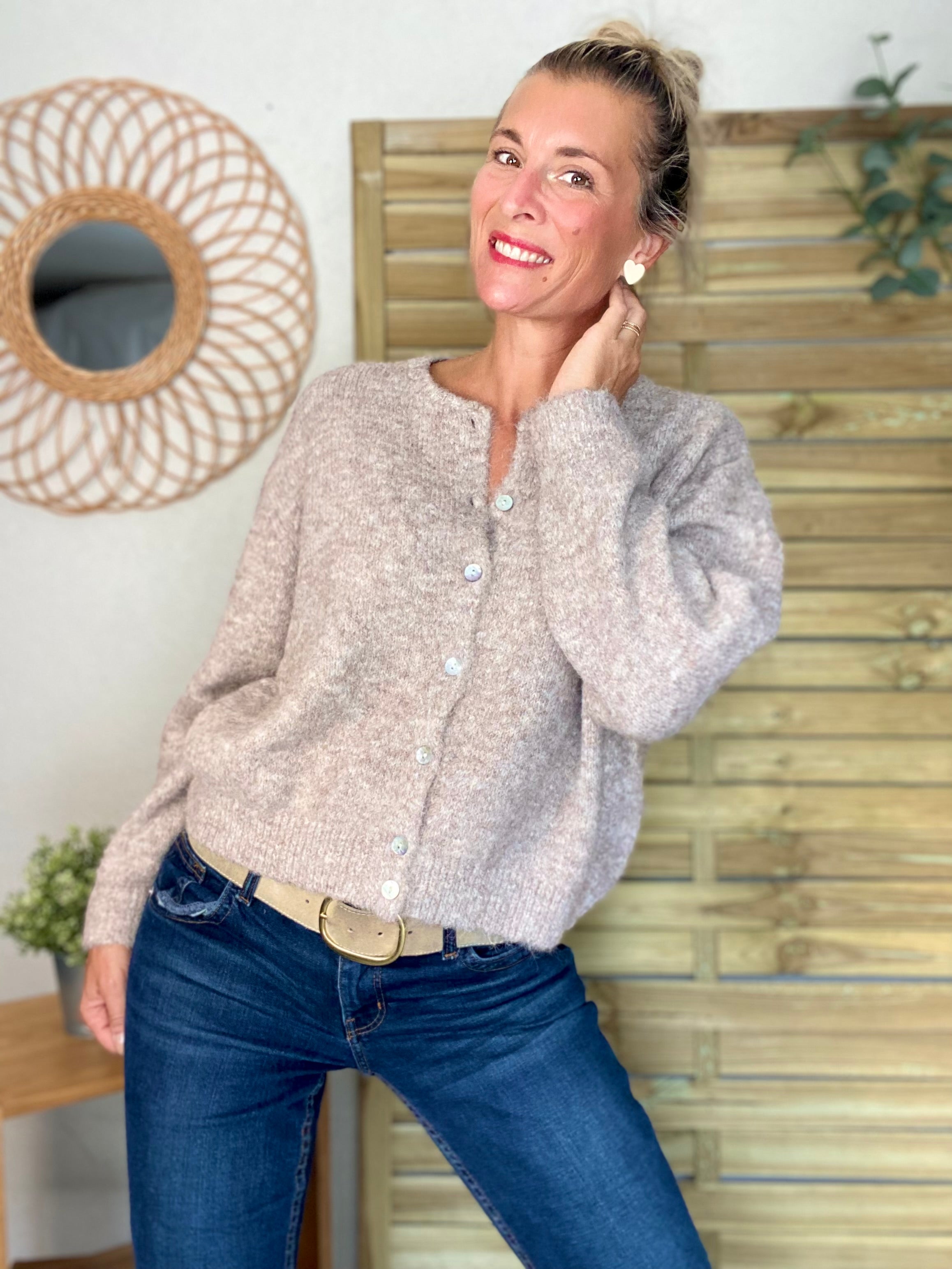 Gilet en maille SYDNEY - Taupe chiné