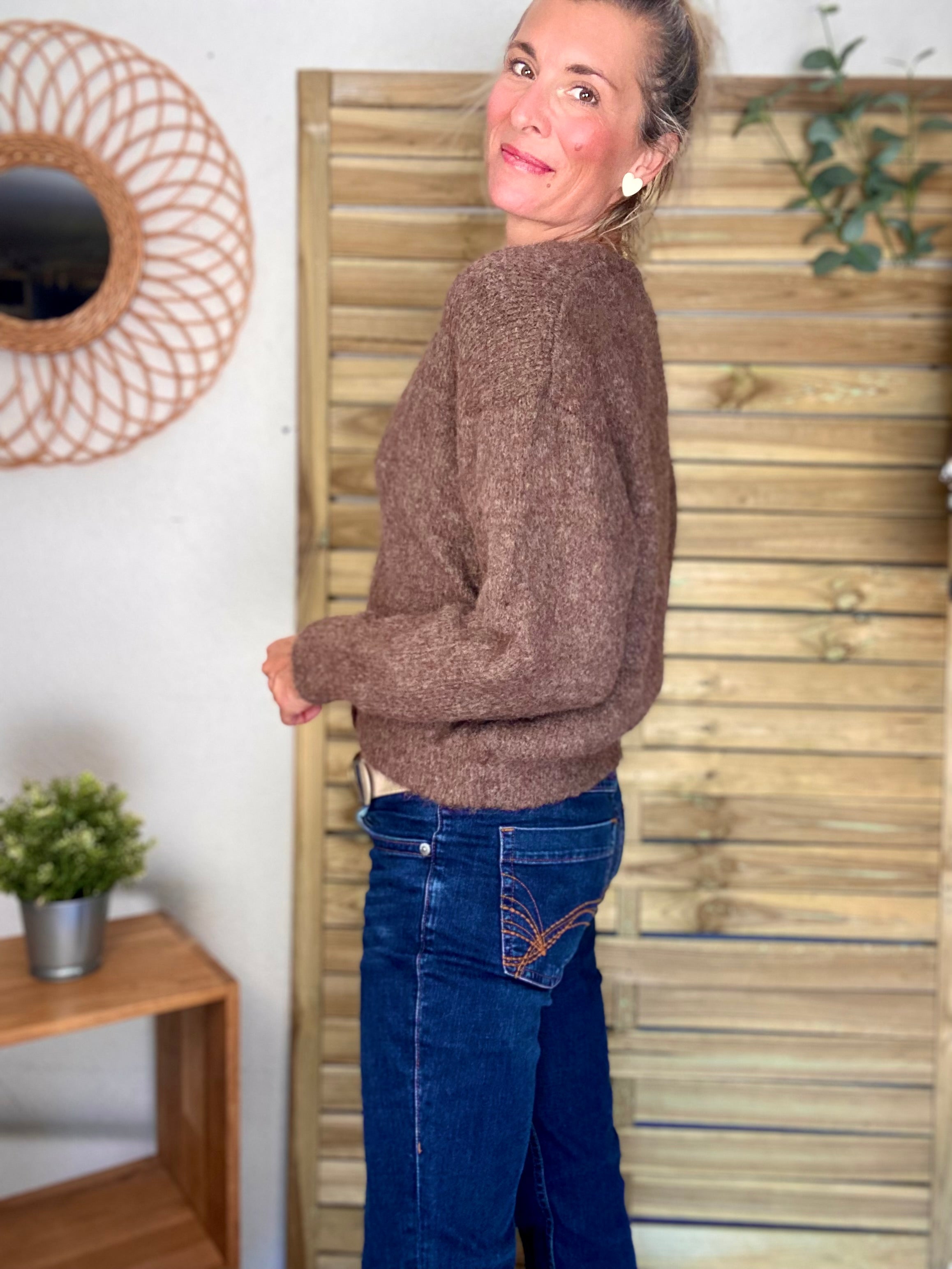 Gilet en maille SYDNEY - Chocolat chiné