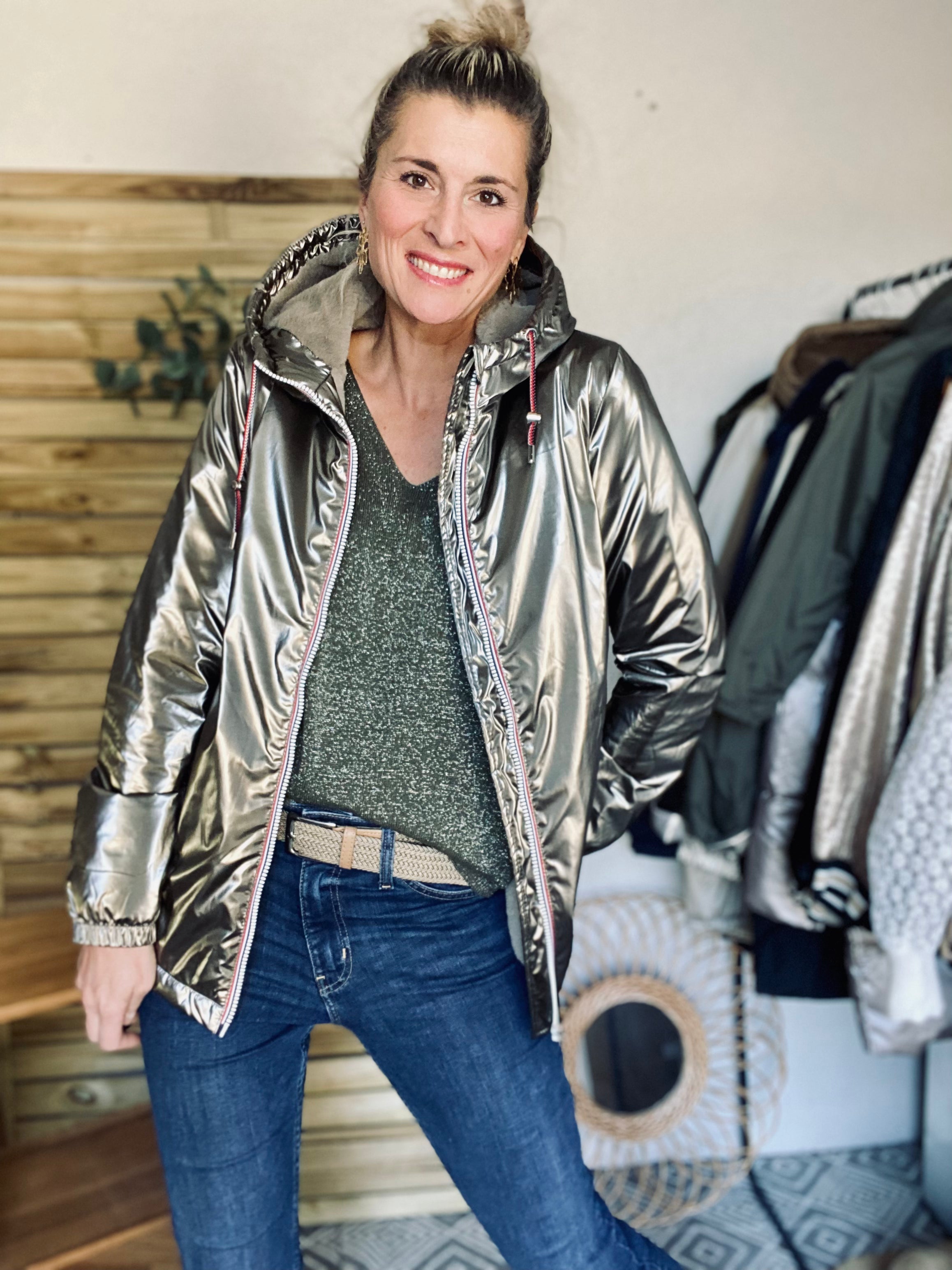 Parka Imperméable THELMA MI-LONG fourré - Bronze - LAURA JO - FIN DE SÉRIE