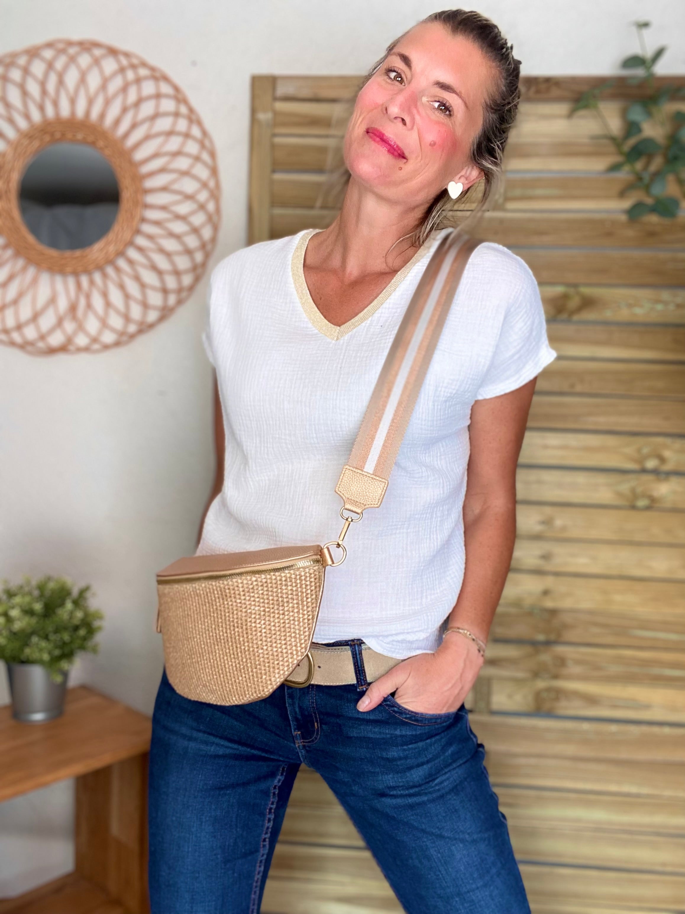 Précommande Expédition mi mai - Top en gaze de coton et lurex MARTA - Blanc