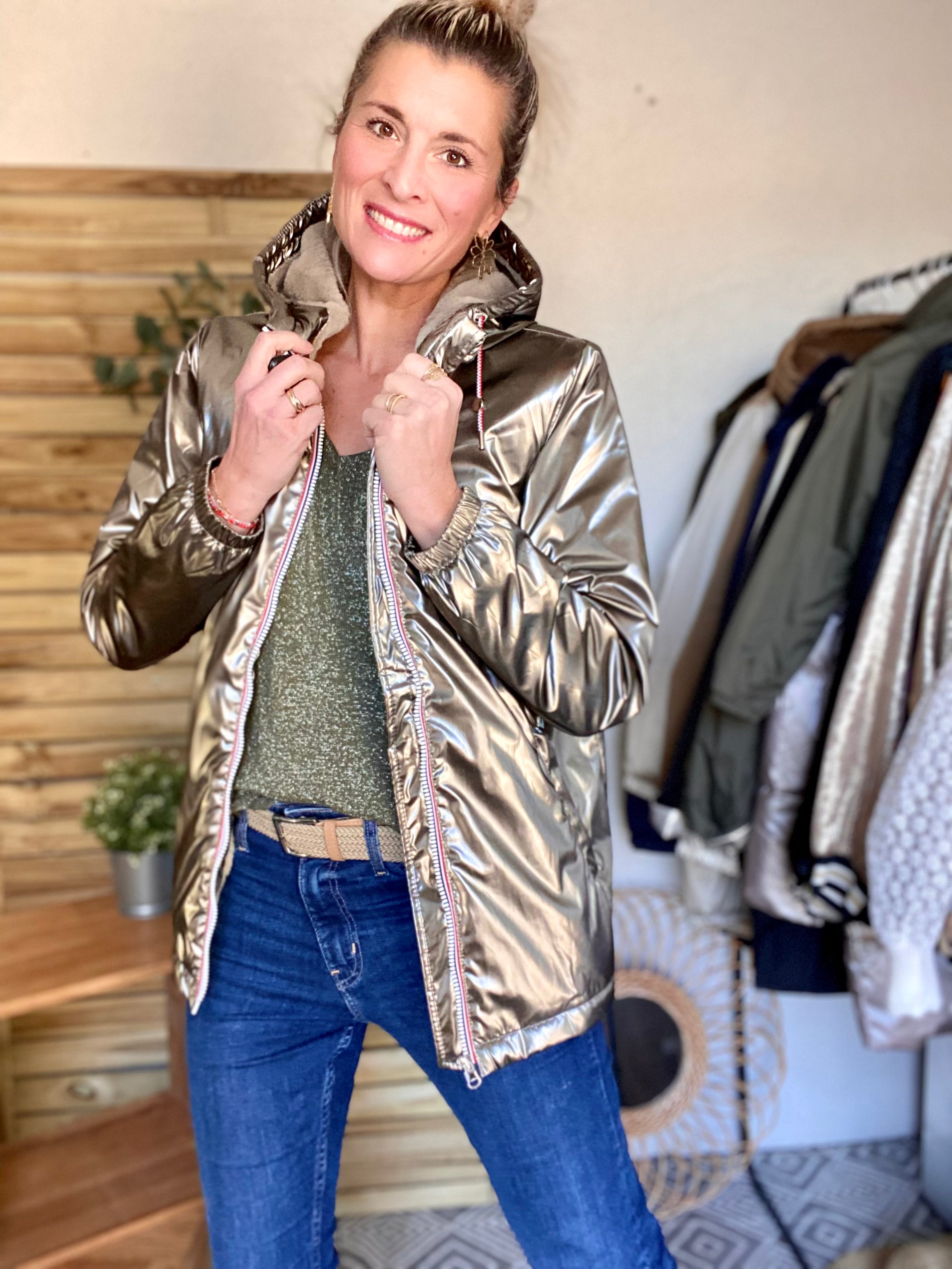 Parka Imperméable THELMA MI-LONG fourré - Bronze - LAURA JO - FIN DE SÉRIE