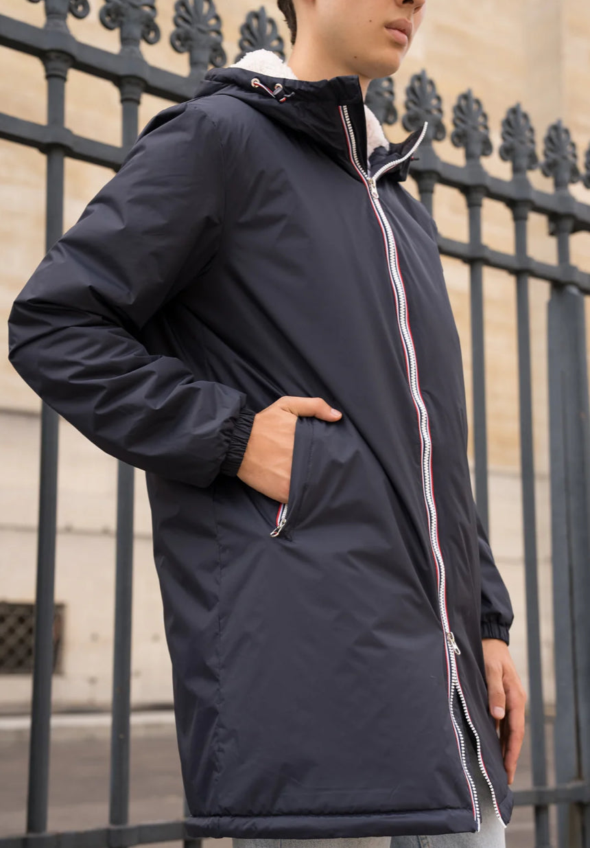 Parka Imperméable Homme LOUIS* LONG fourré sherpa - Bleu marine - Laura Jo