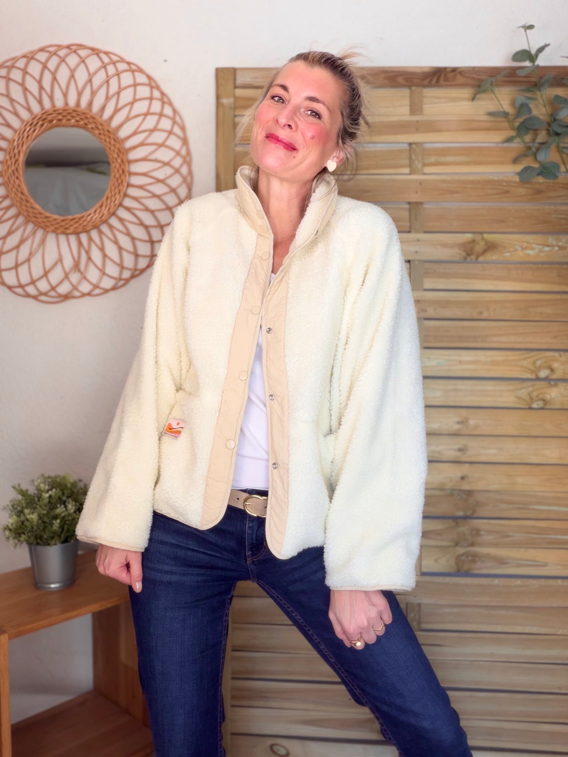 Veste matelassée réversible Sherpa AMÉLIE Beige