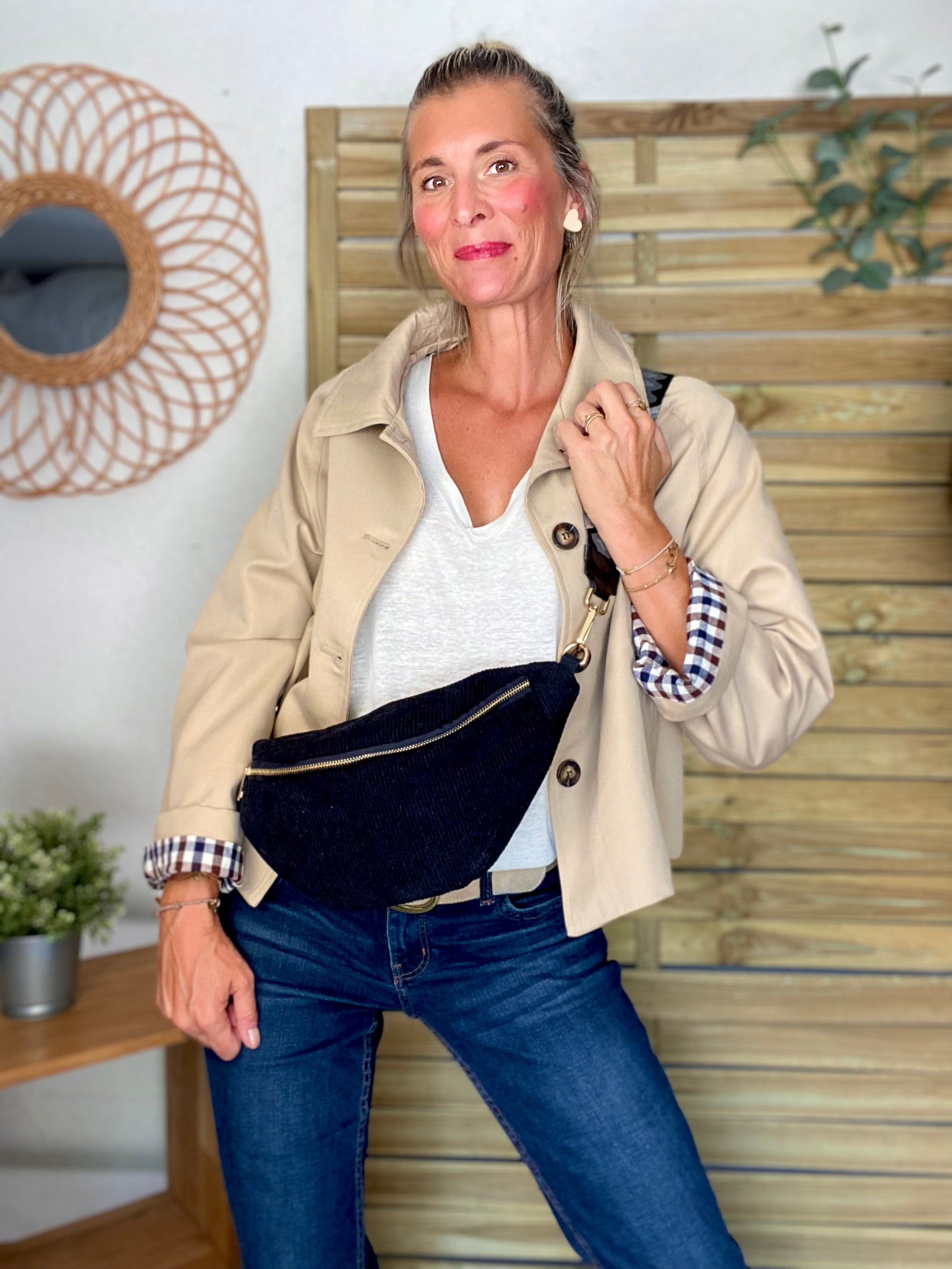 Veste Trench en coton beige avec vichy - YSEULT