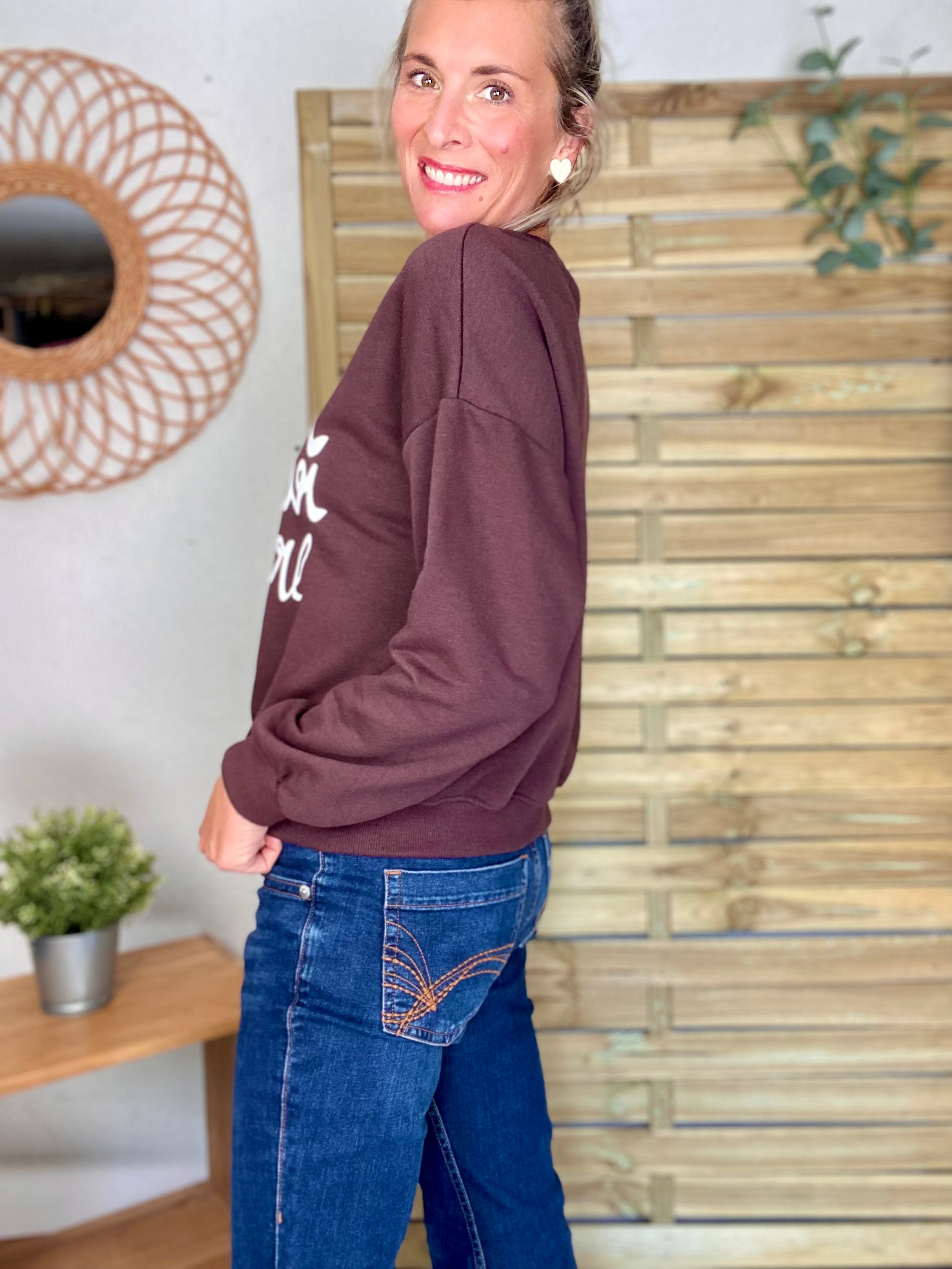 Sweat amor amour amore COLINE - Chocolat