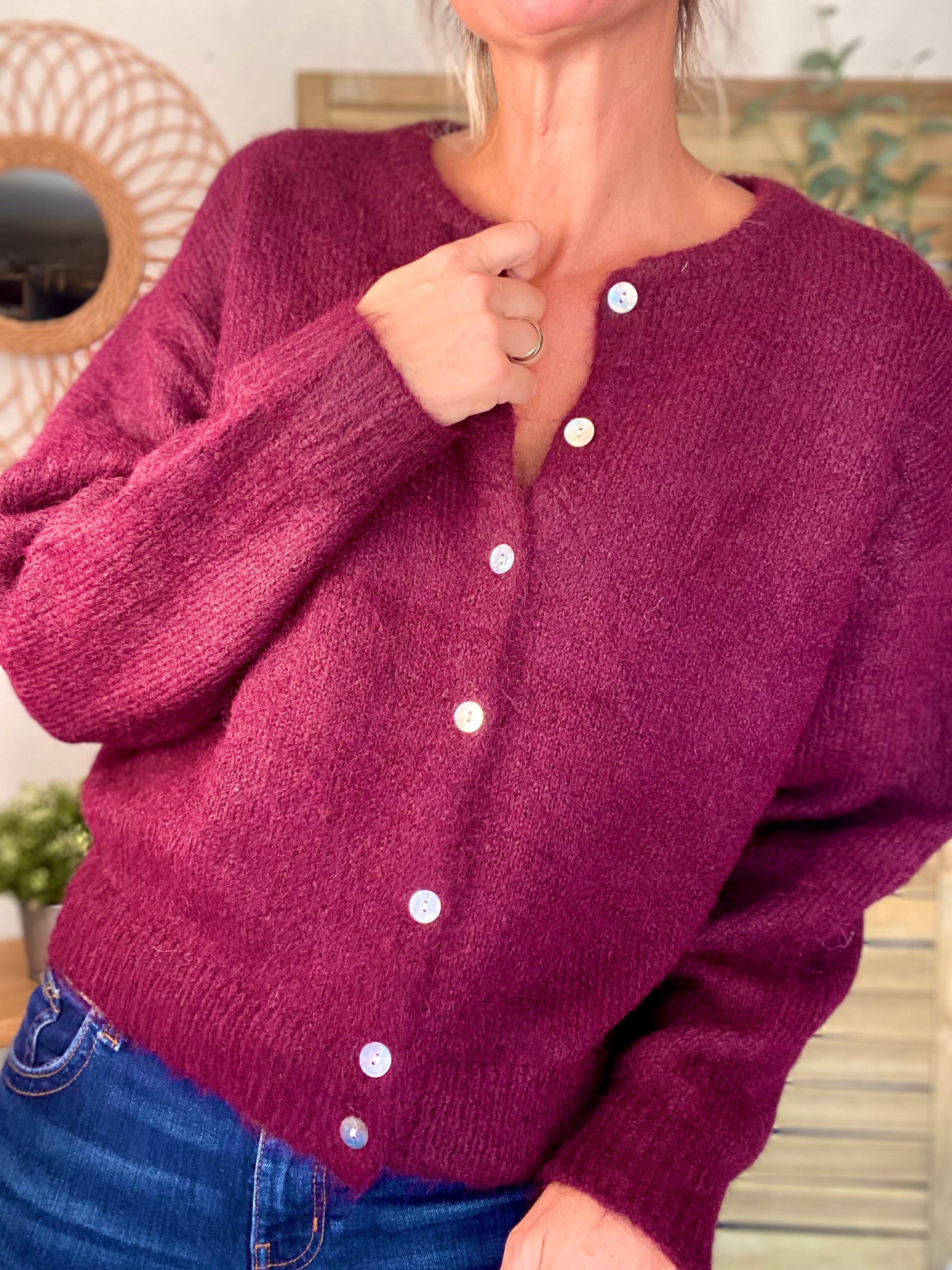Gilet en maille SYDNEY - Bordeaux