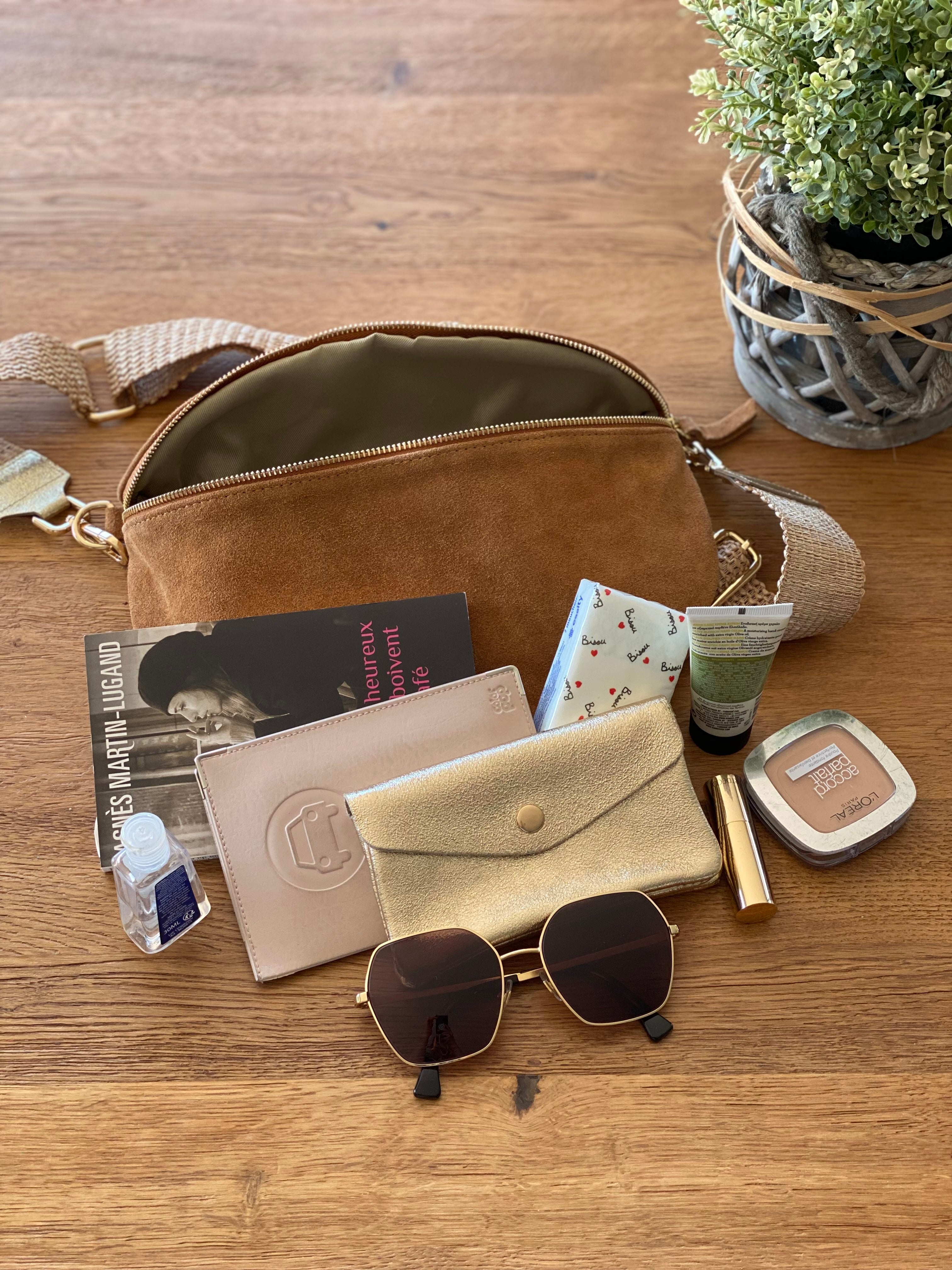 Sac banane XL en cuir irisé 30cm - JANIS - Or rosé