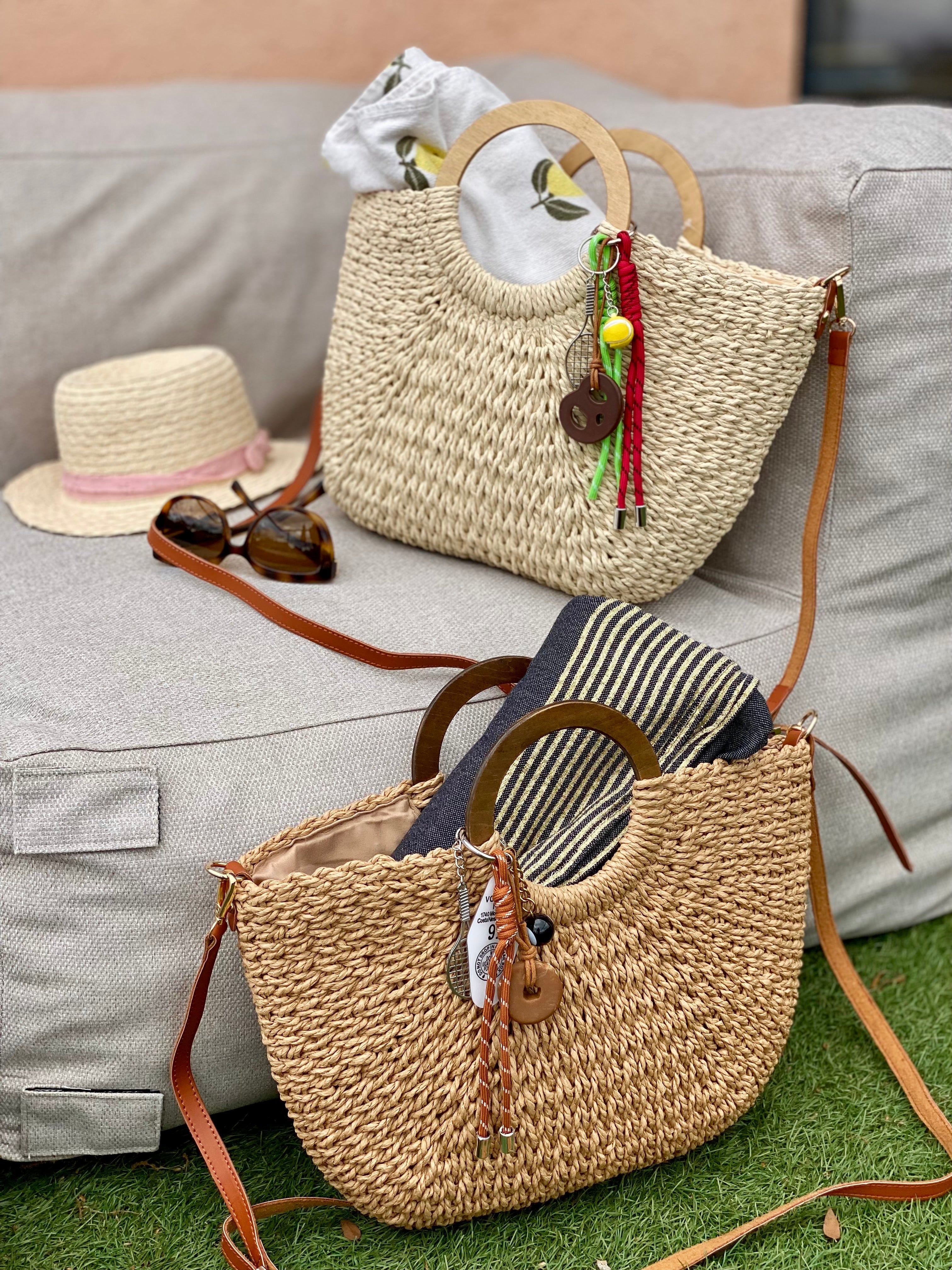 Sac à main et bandoulière en Paille PAULA - Beige clair