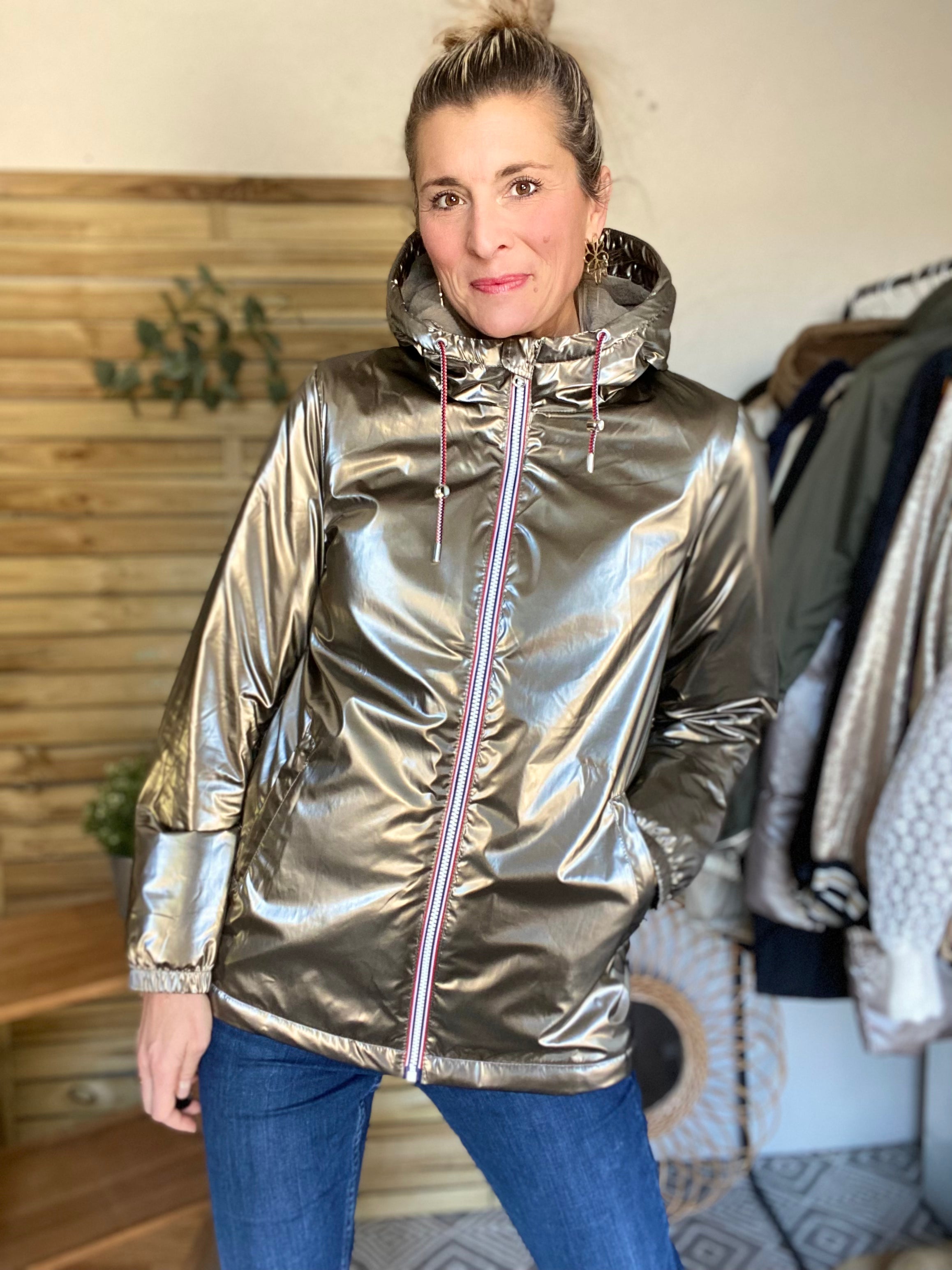 Parka Imperméable THELMA MI-LONG fourré - Bronze - LAURA JO - FIN DE SÉRIE