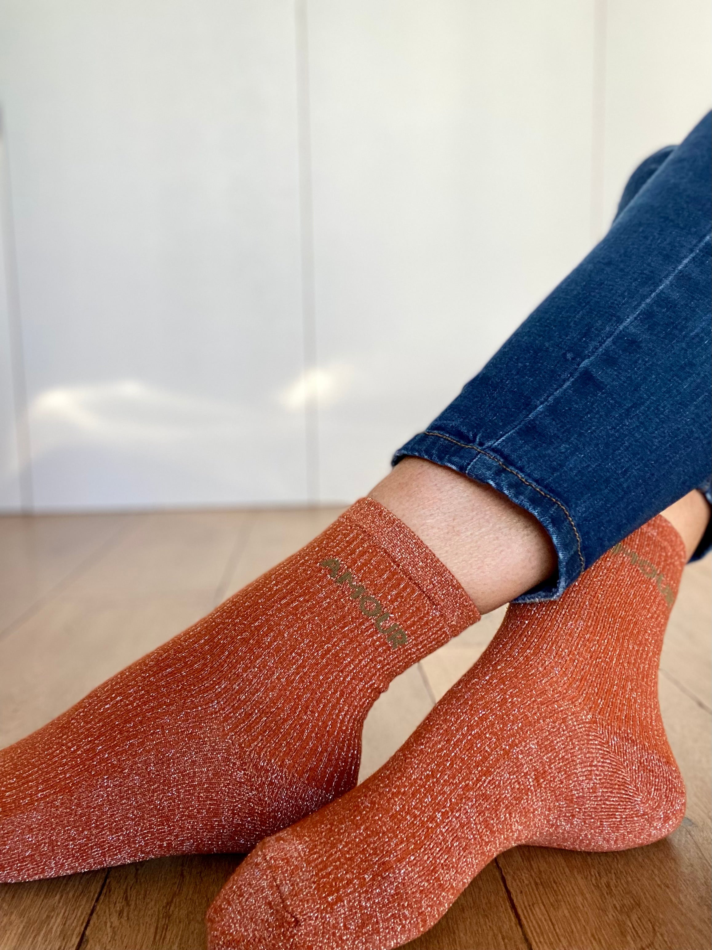 Chaussettes scintillantes glitter ZORA - Amour