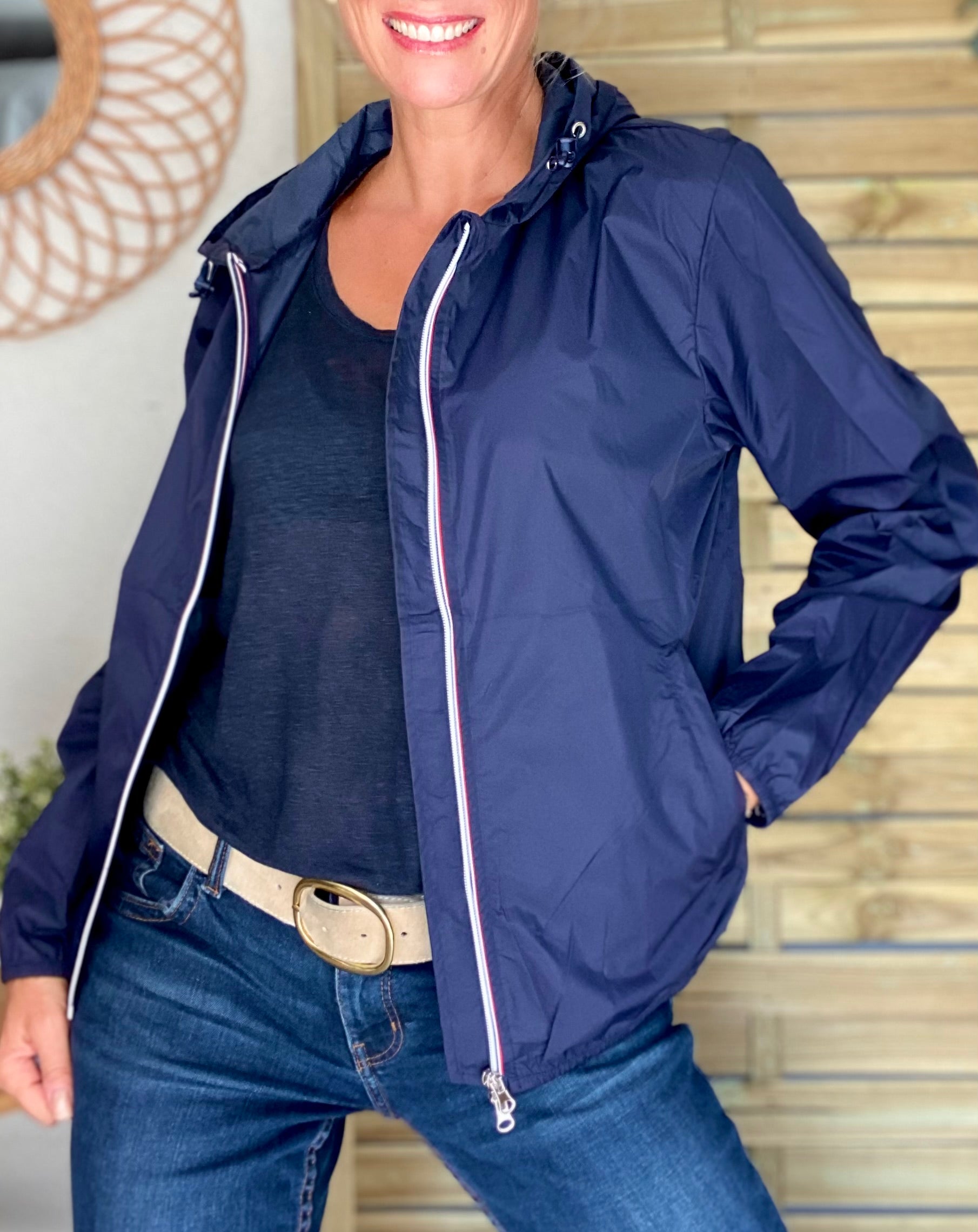 Coupe vent imperméable ANNA COURT Bleu marine - LAURA JO