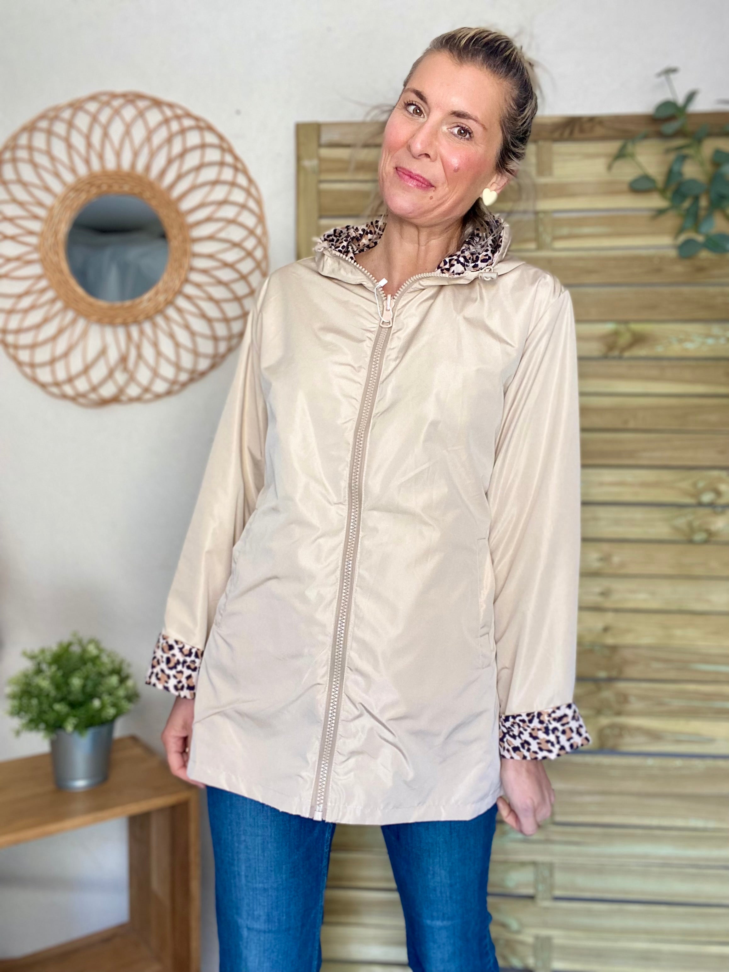 Imperméable réversible mi-long ALICE - Léo 🐆 / Beige