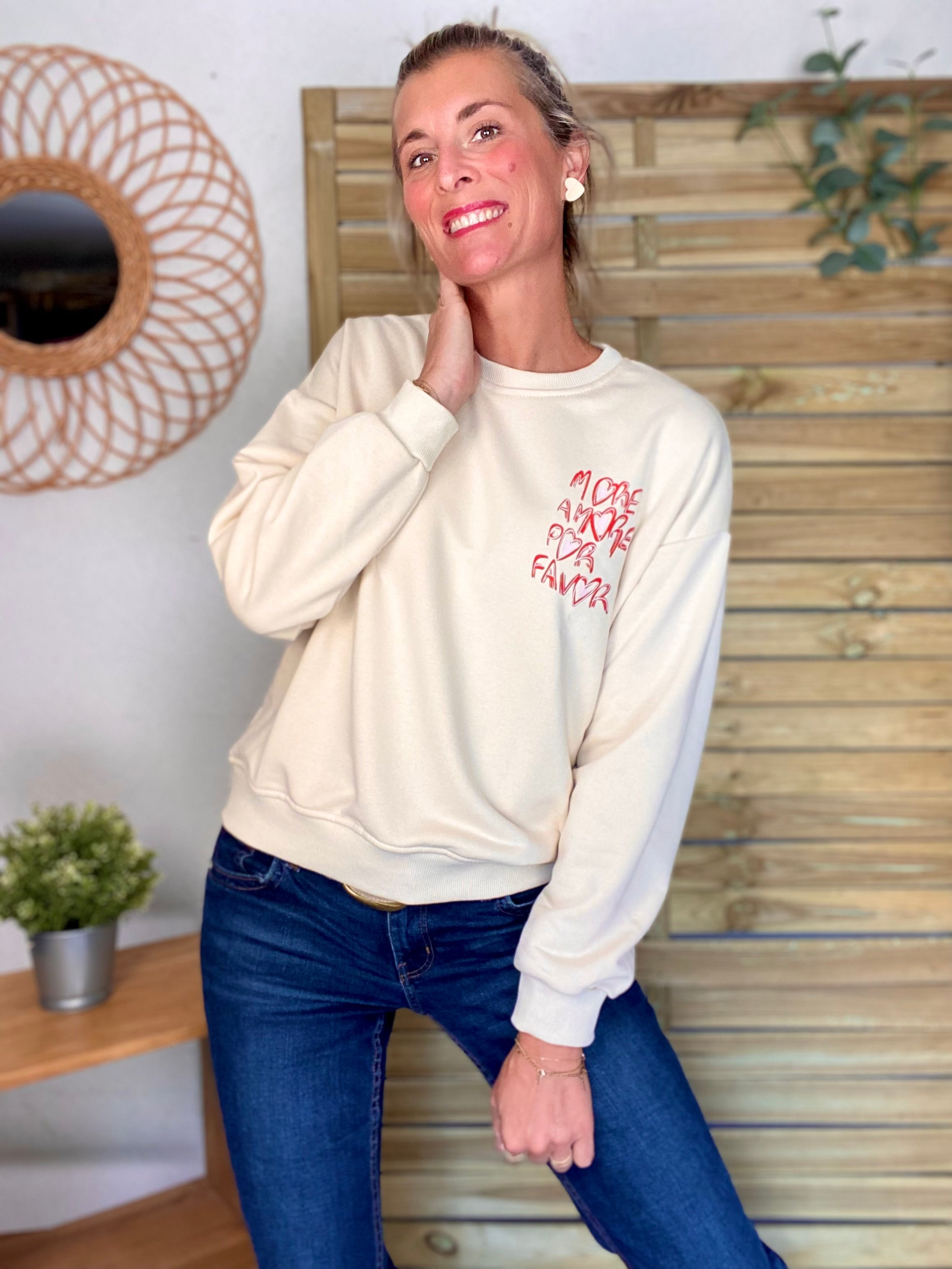 Sweat More amour por favor ❤️ COLINE - Crème