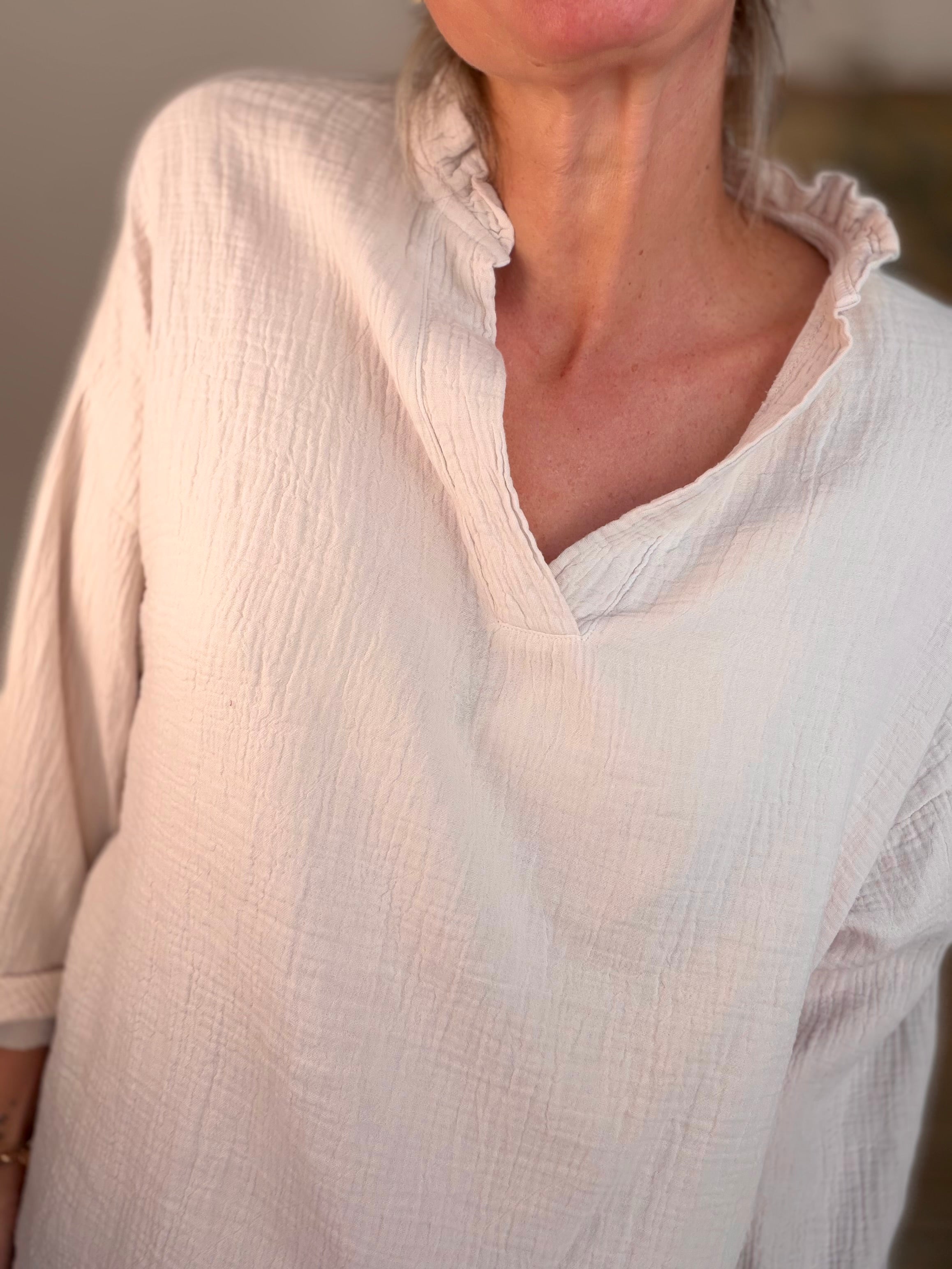 Blouse en gaze de coton SIERRA Beige