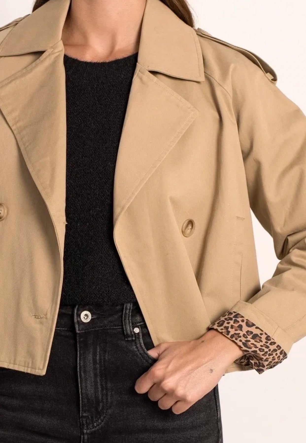 Veste Trench en coton beige avec Léo ROXANE