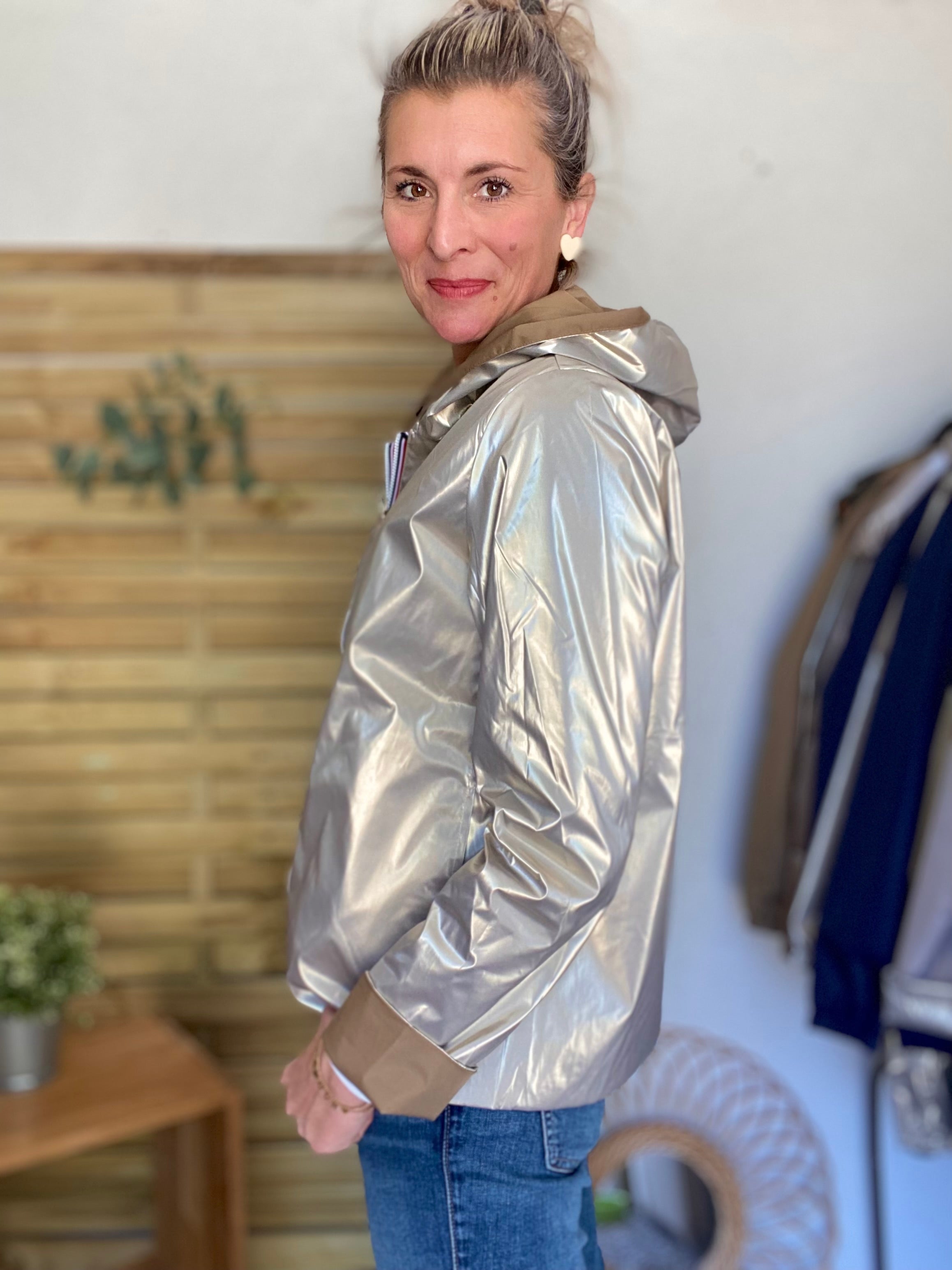 Imperméable réversible GARANCE COURT léger - Camel/Doré - LAURA JO
