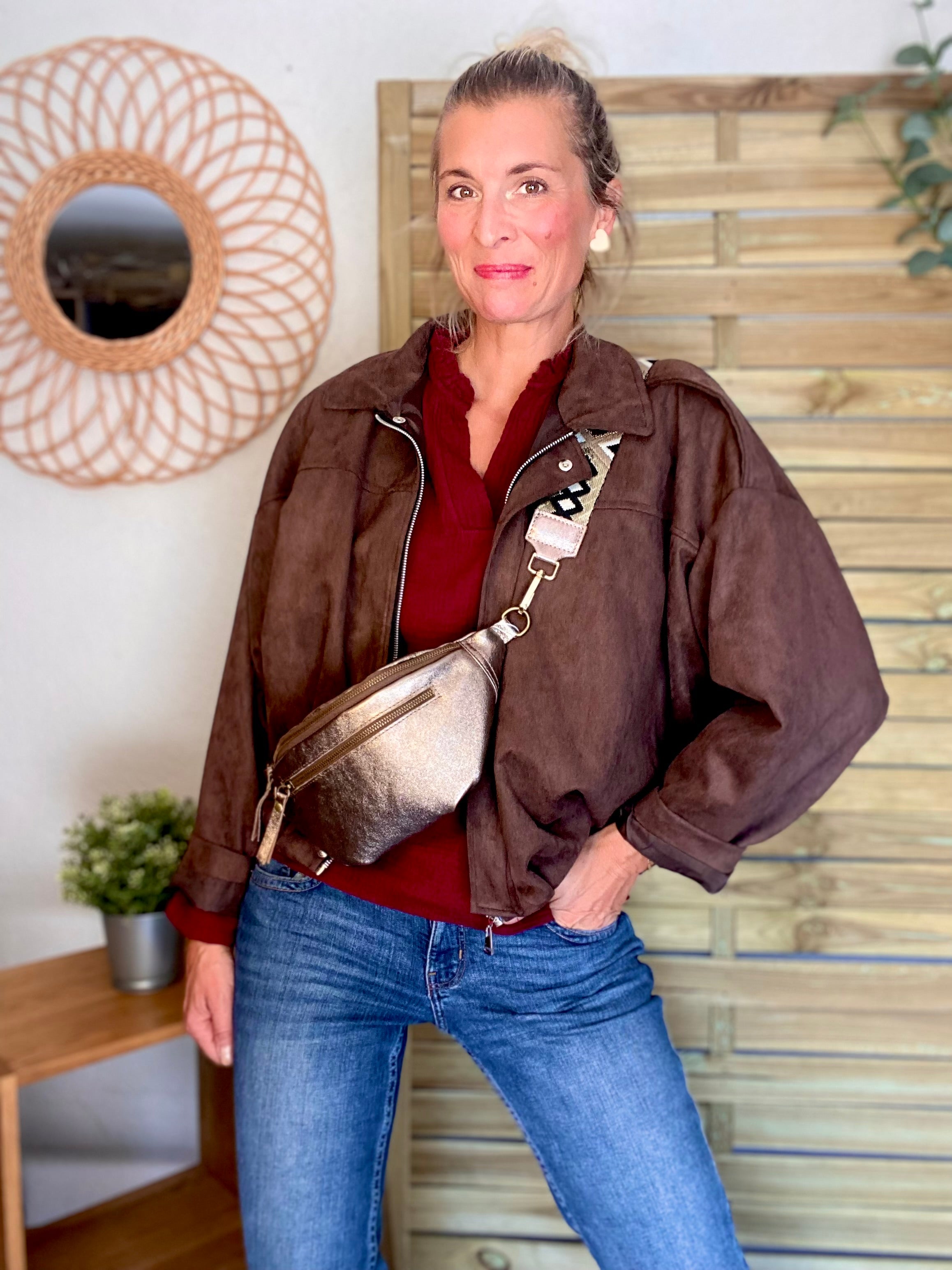 Veste oversize en suédine ISAAC - Chocolat