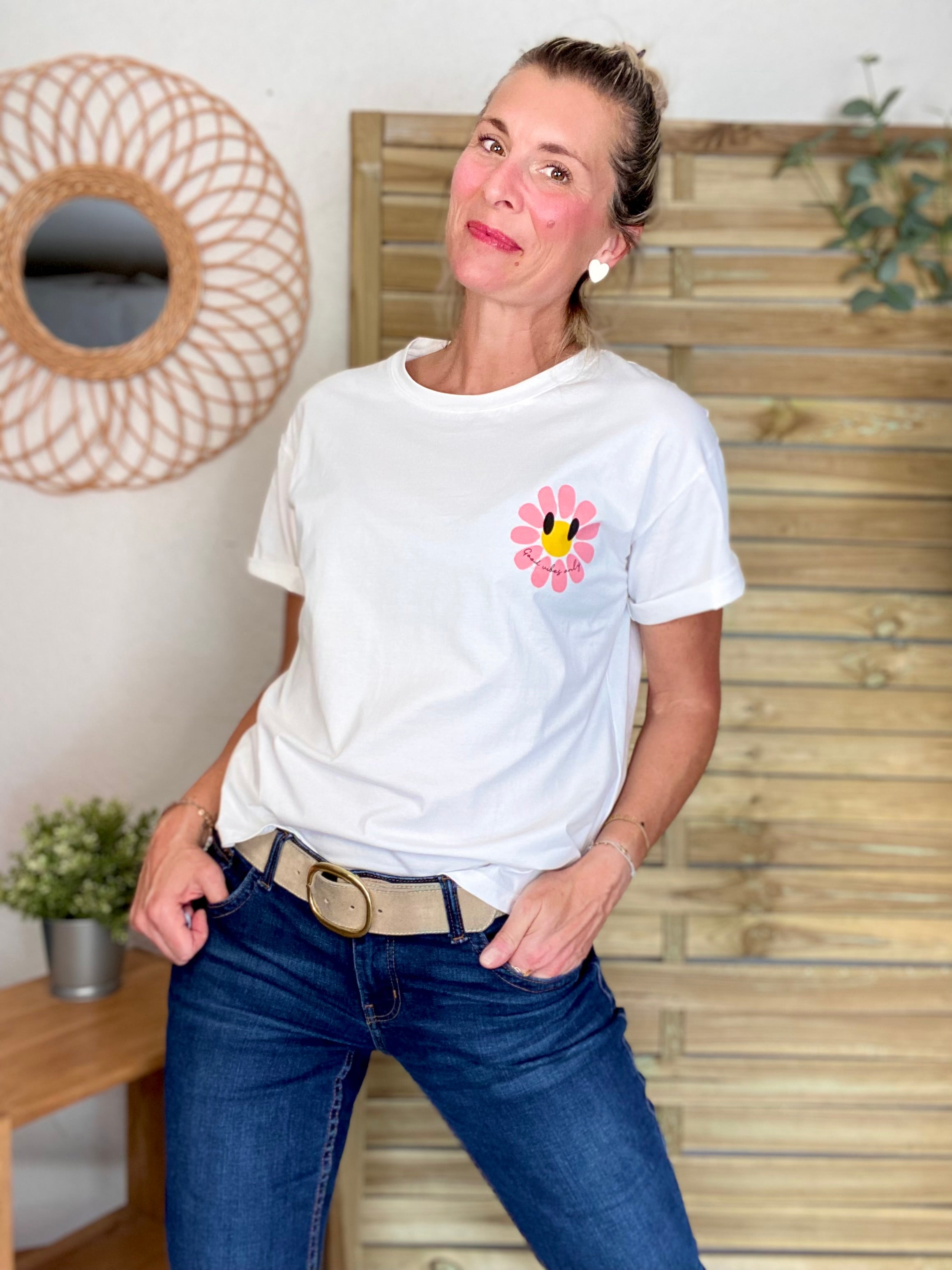 Tee shirt Good Vibes MARGUERITE 🌼 Blanc