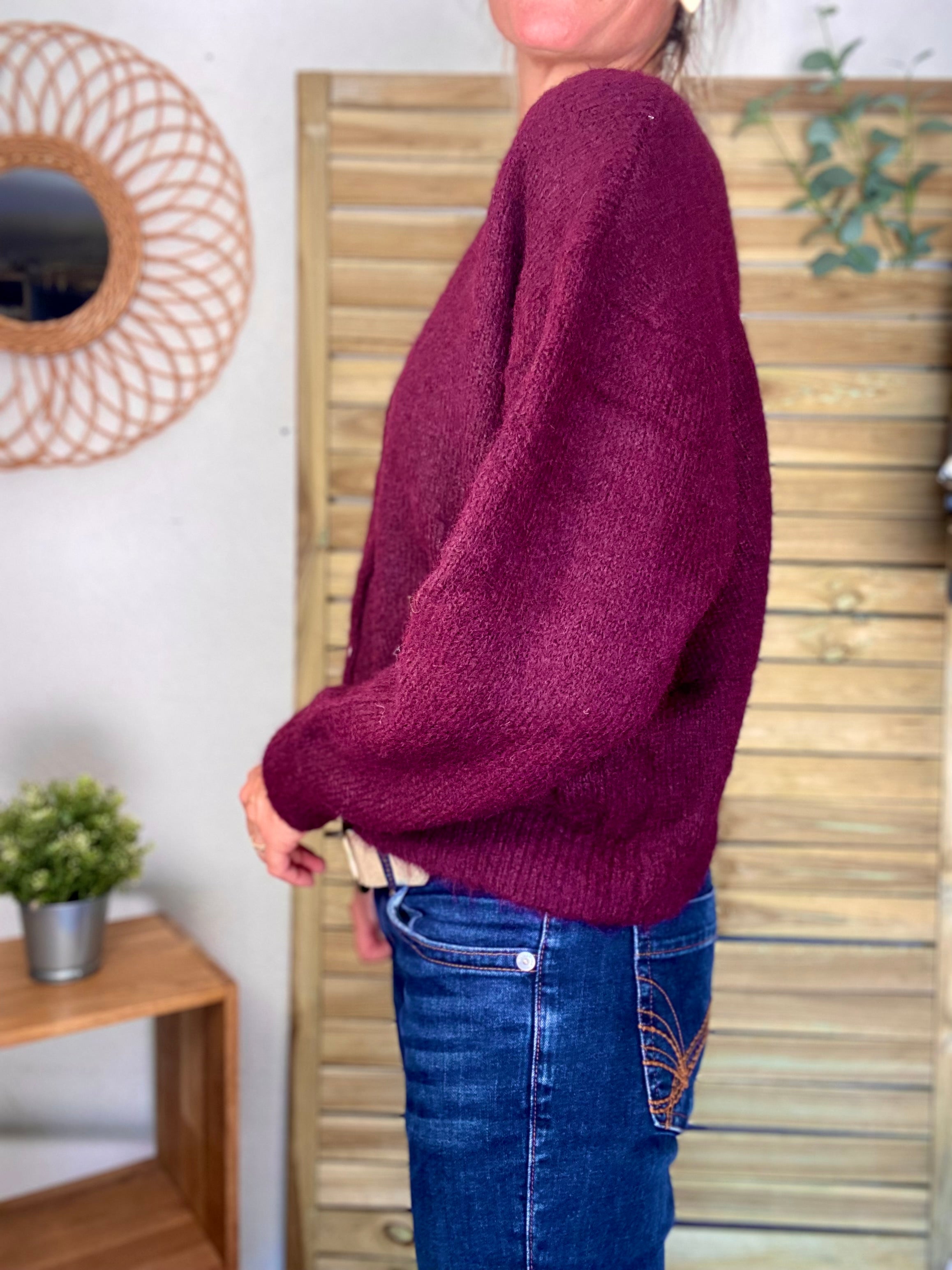 Gilet en maille SYDNEY - Bordeaux