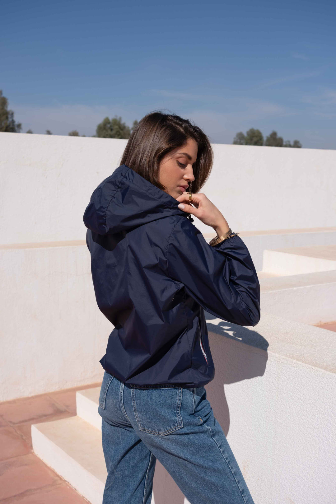 Coupe vent imperméable ANNA COURT Bleu marine - LAURA JO
