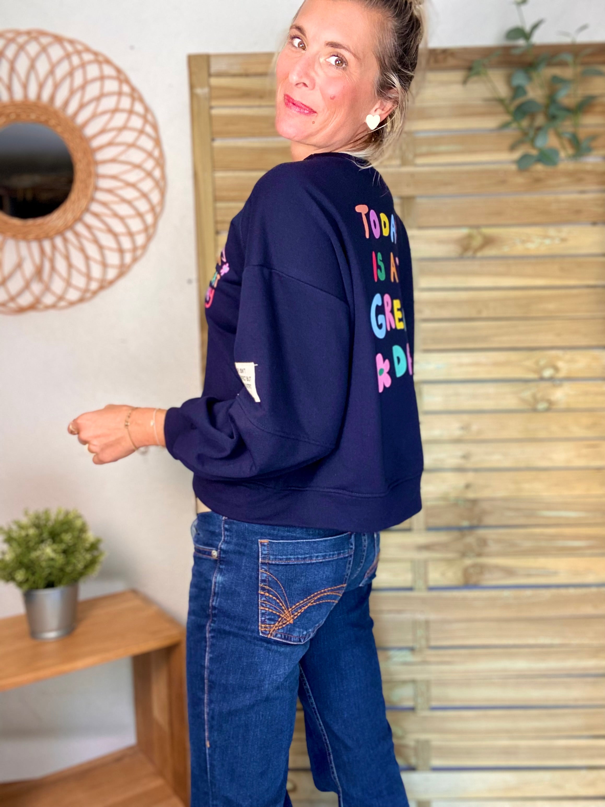 Sweat Today is a great day 🌈 OMBLINE - Bleu Marine