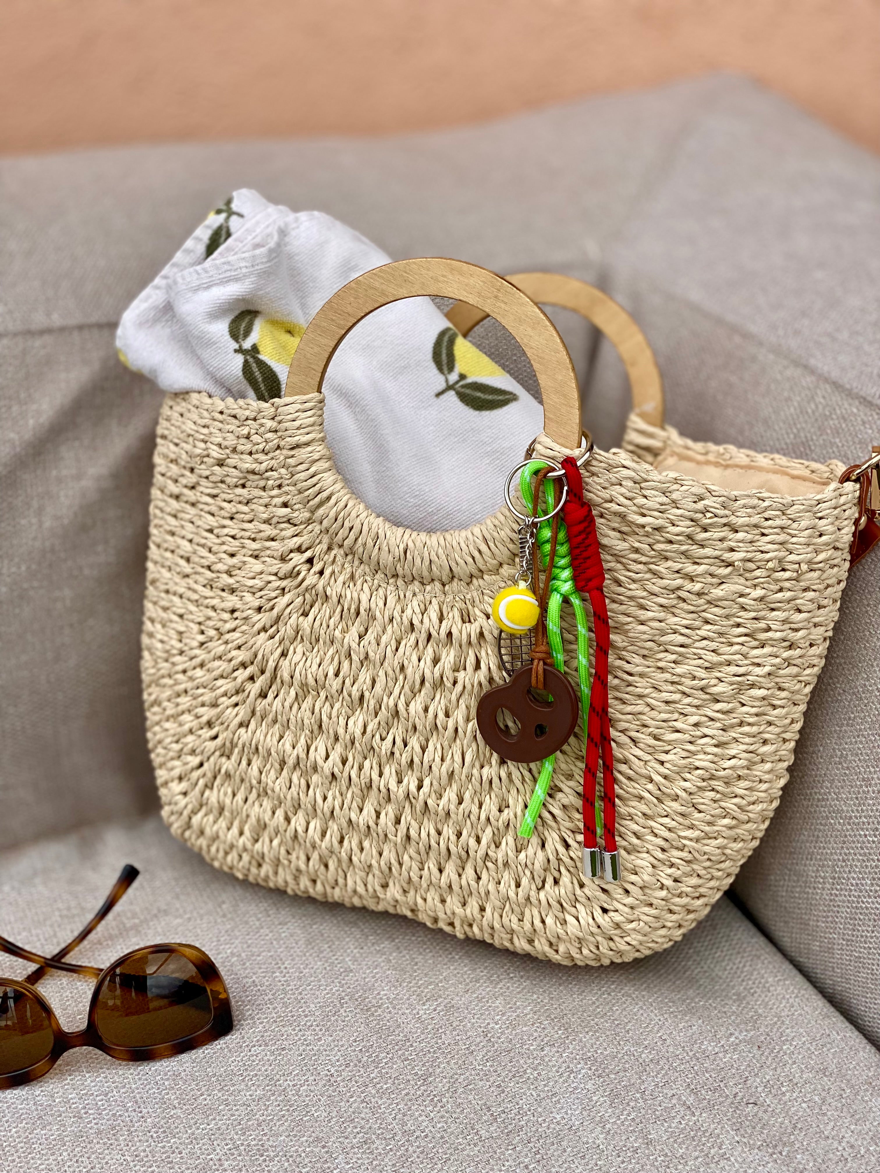 Sac à main et bandoulière en Paille PAULA - Beige clair
