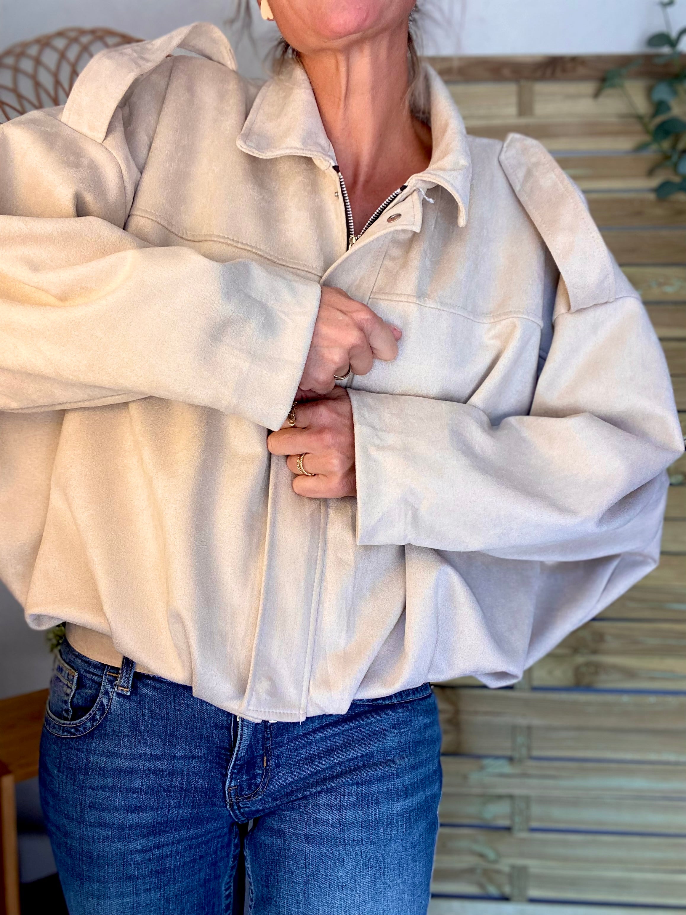 Veste oversize en suédine ISAAC - Beige clair