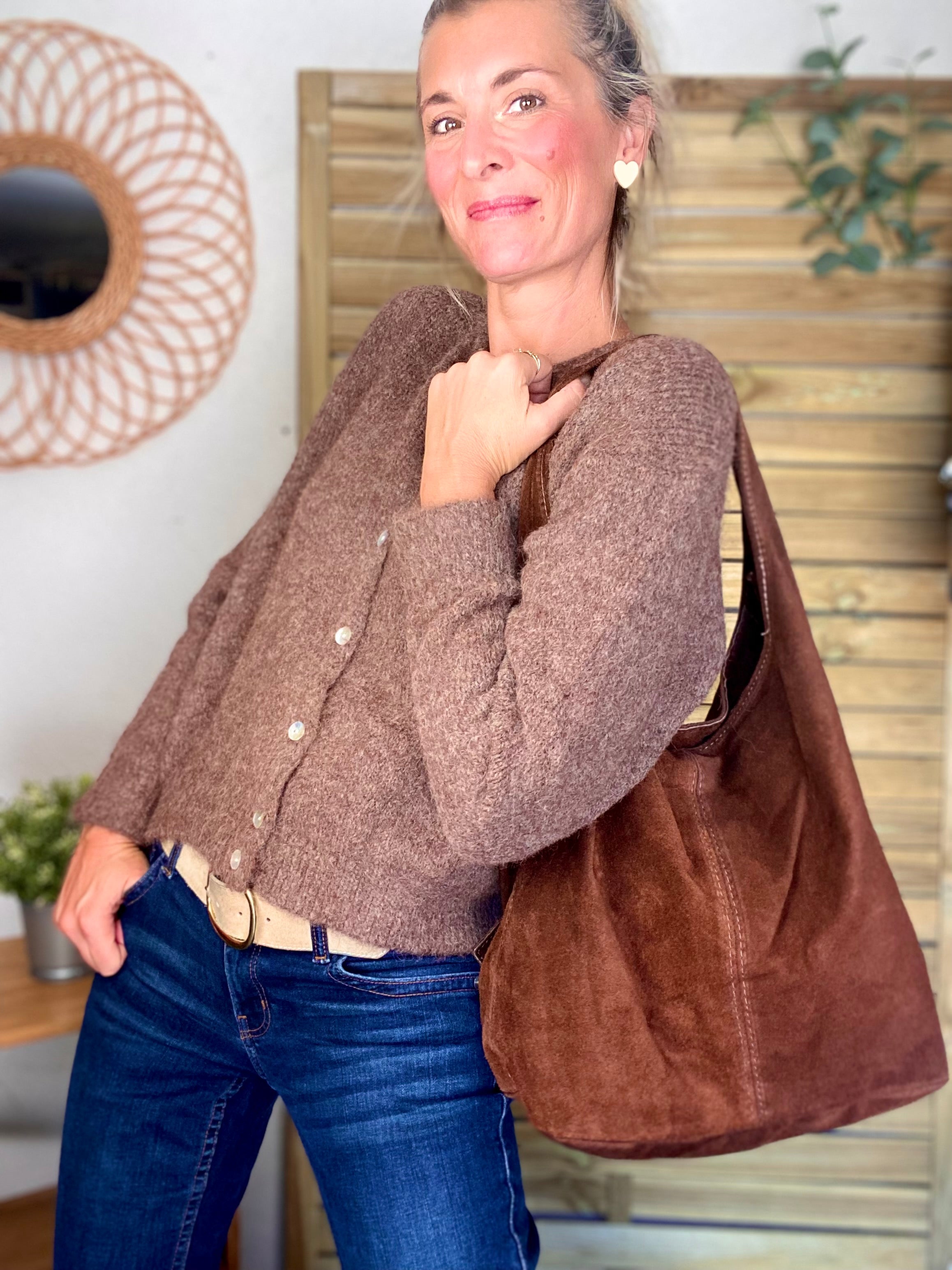 Gilet en maille SYDNEY - Chocolat chiné
