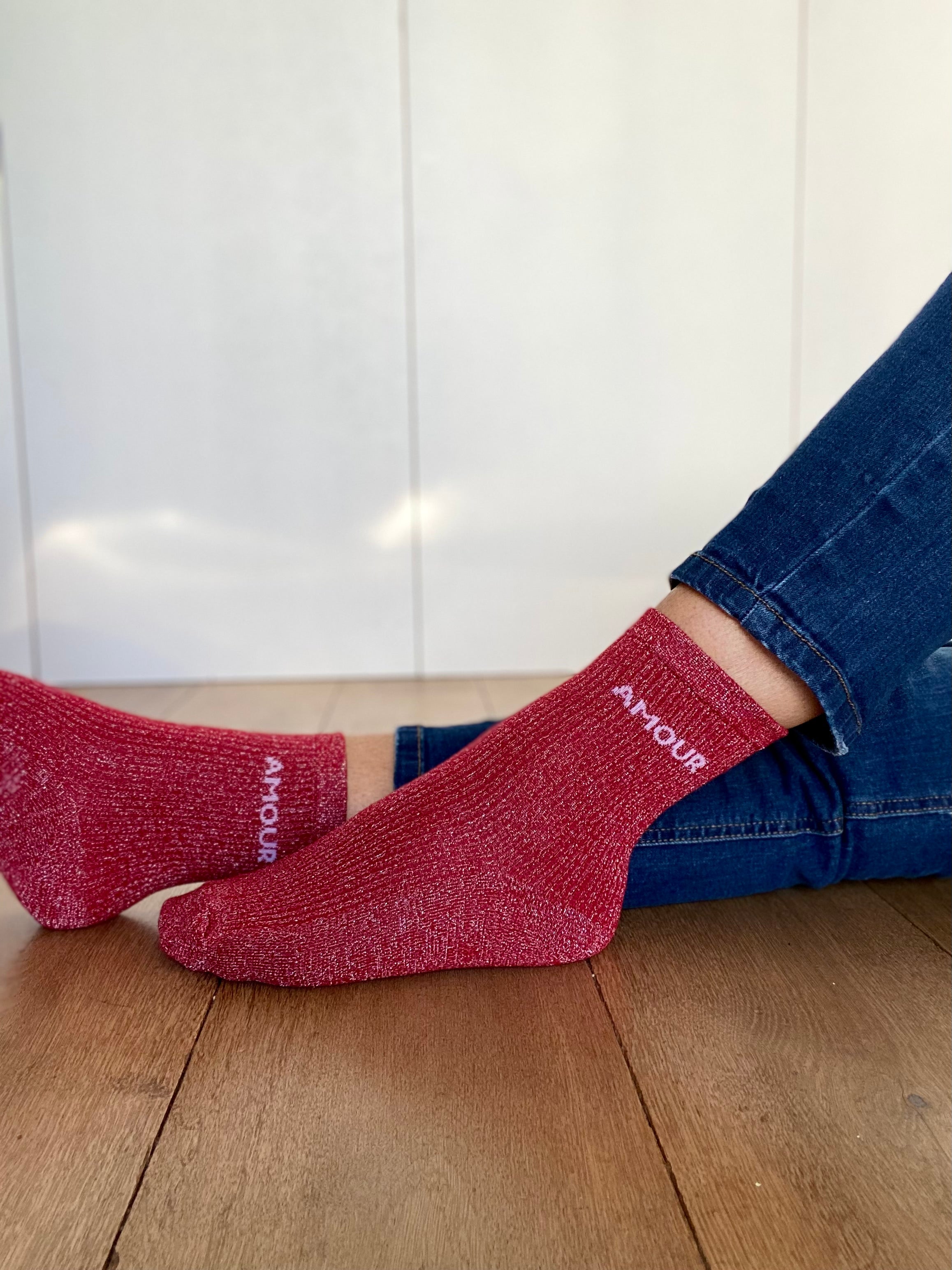 Chaussettes scintillantes glitter ZORA - Amour