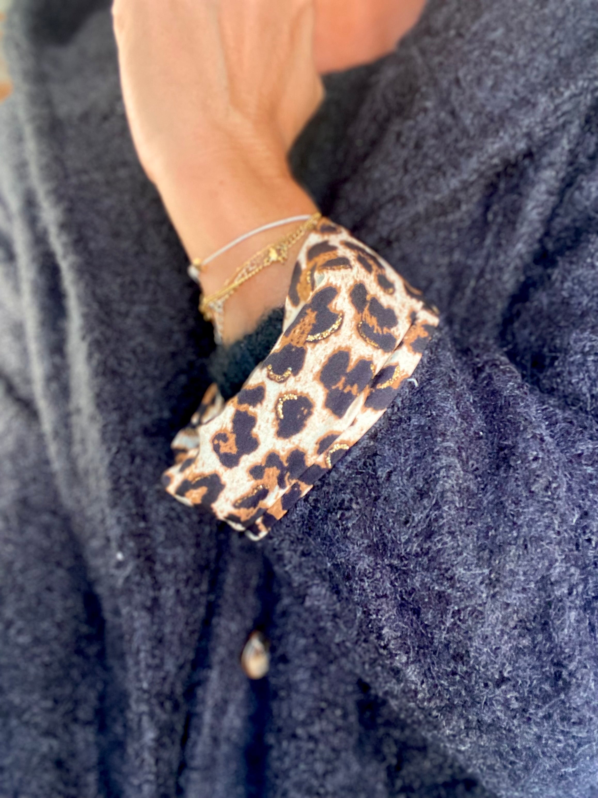 Manteau en laine EUGÉNIE avec détails Léo 🐆 - Noir